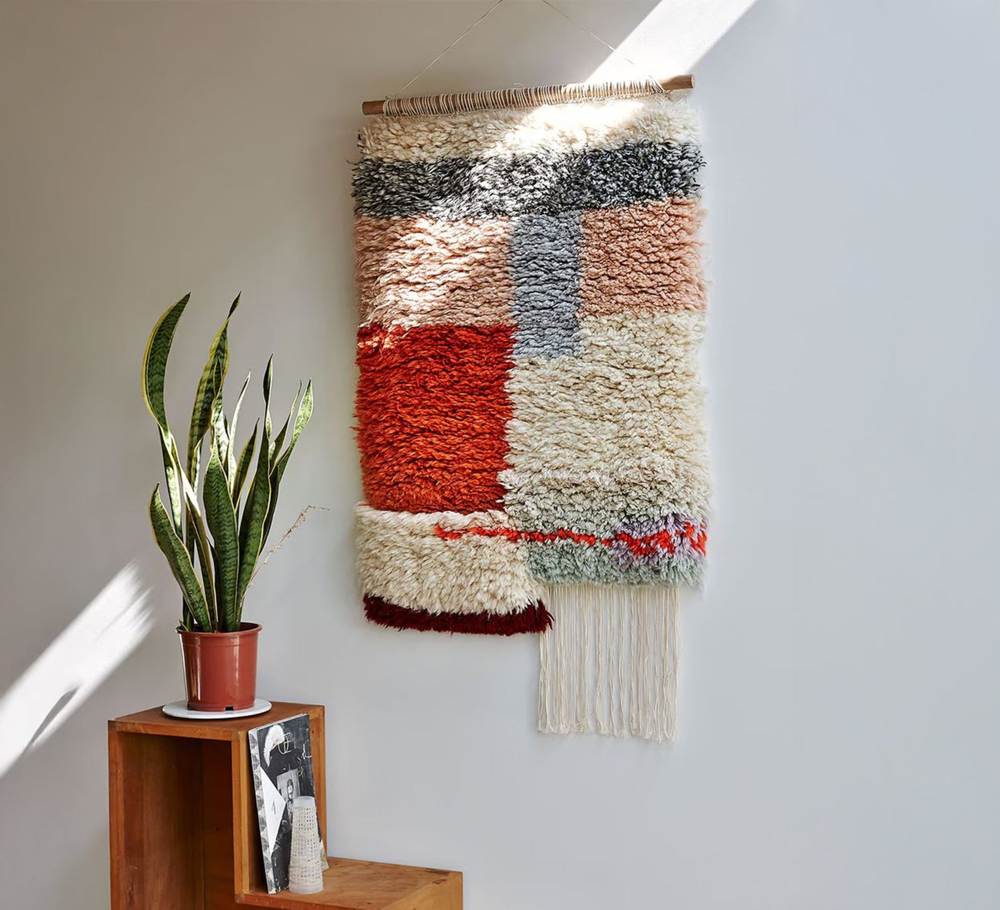 A colorful wool throw with a textured, frilly weave and vibrant clusters - Vitrine Furniture - Accessories