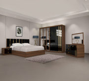 A complete youth bedroom in brown color with 2 nightstands - Vitrine Furniture - Bed Sets