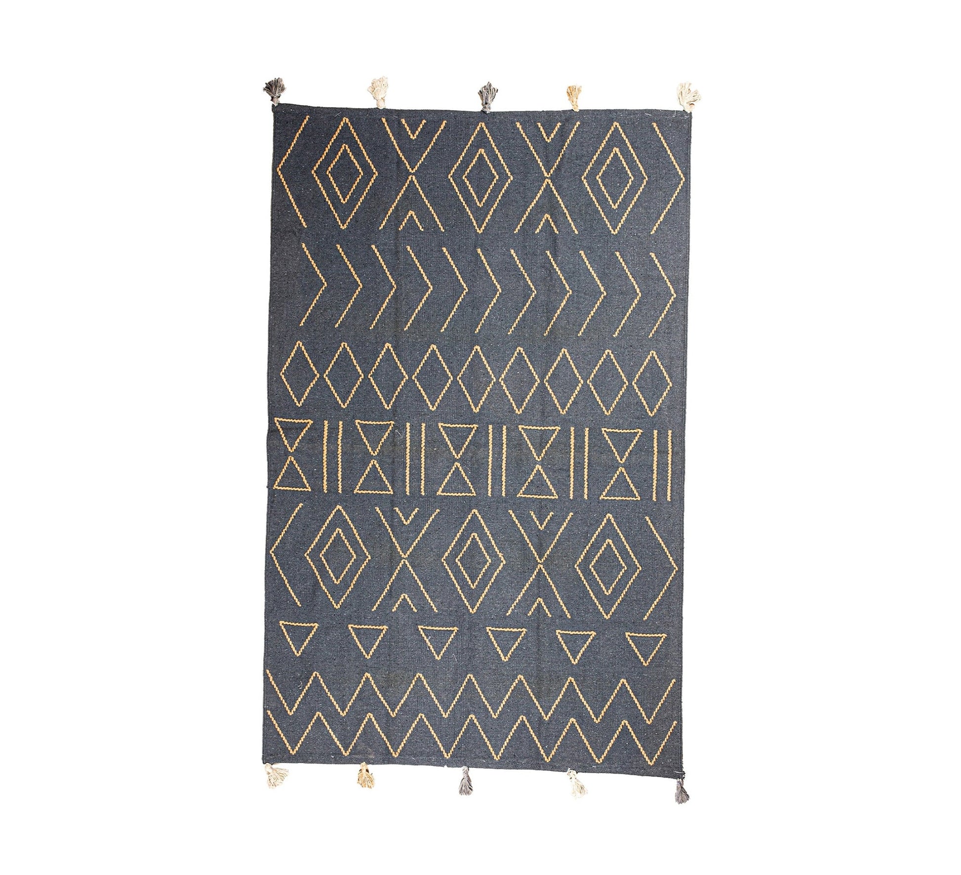 A contrasting gray boho rug with intricate geometric patterns - Vitrine Furniture - Accessories