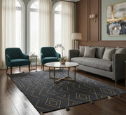 A contrasting gray boho rug with intricate geometric patterns - Vitrine Furniture - Accessories