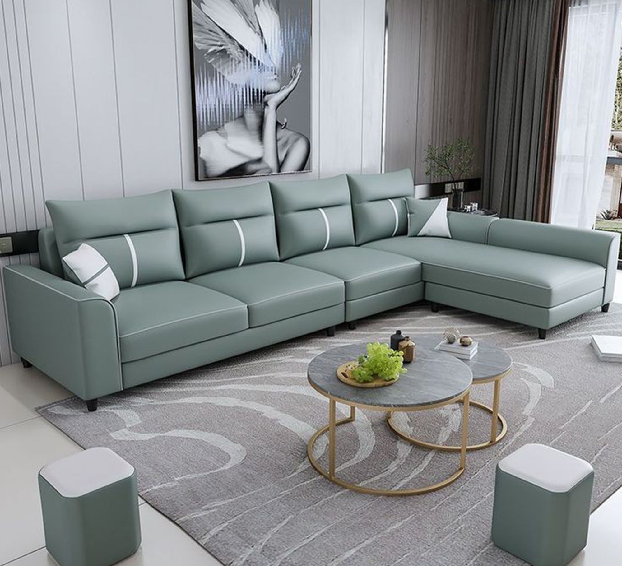 A corner with a three - seater sofa and an elegant chaise longue - Vitrine Furniture - Furniture