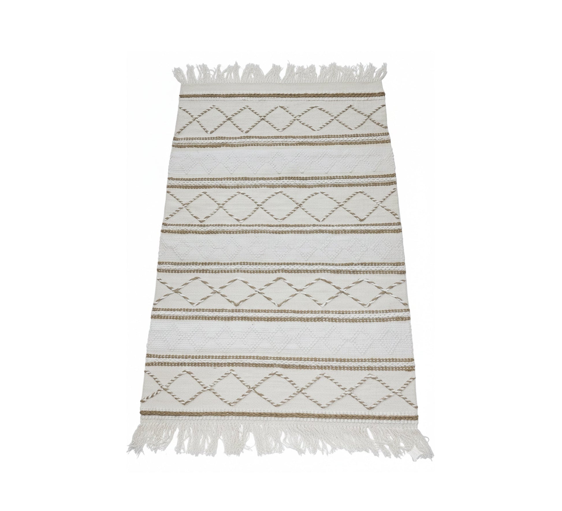 A cotton rug with a light and elegant diamond design - Vitrine Furniture - Accessories