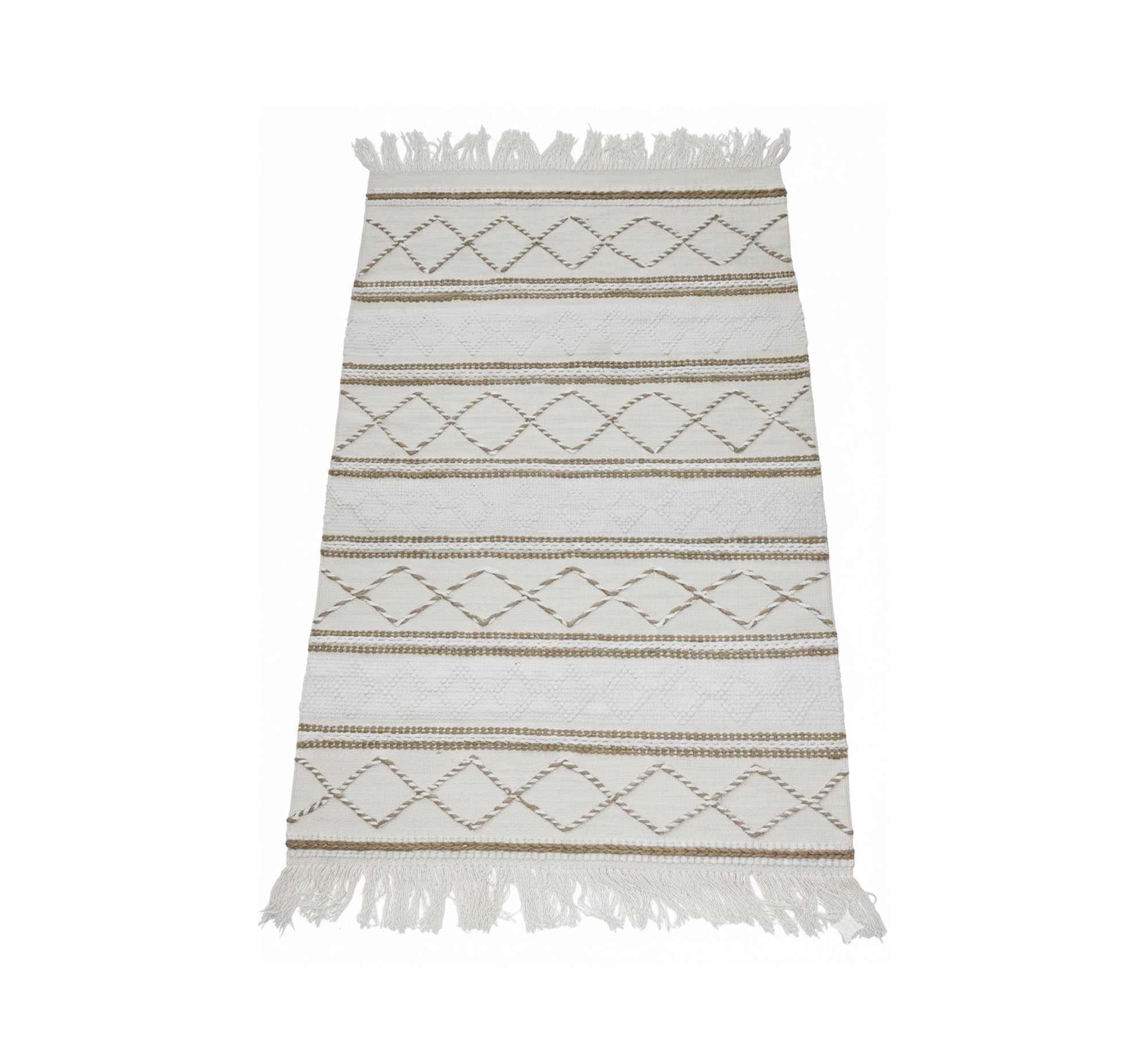 A cotton rug with a light and elegant diamond design - Vitrine Furniture - Accessories