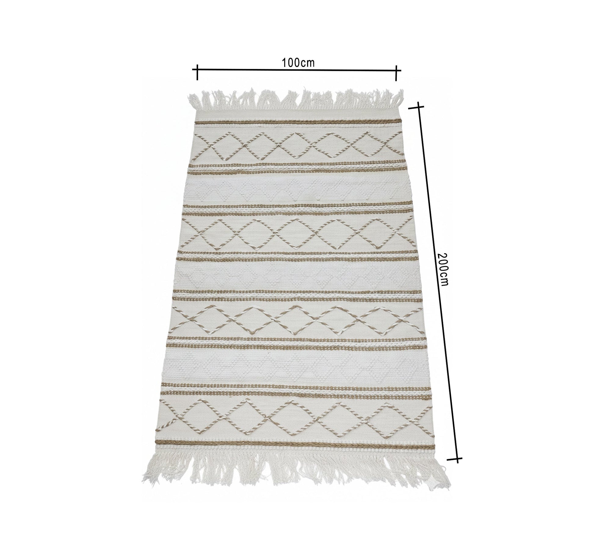 A cotton rug with a light and elegant diamond design - Vitrine Furniture - Accessories