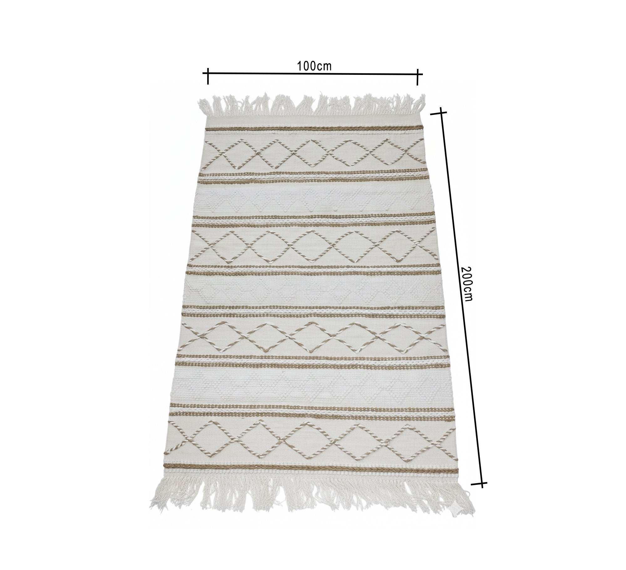 A cotton rug with a light and elegant diamond design - Vitrine Furniture - Accessories