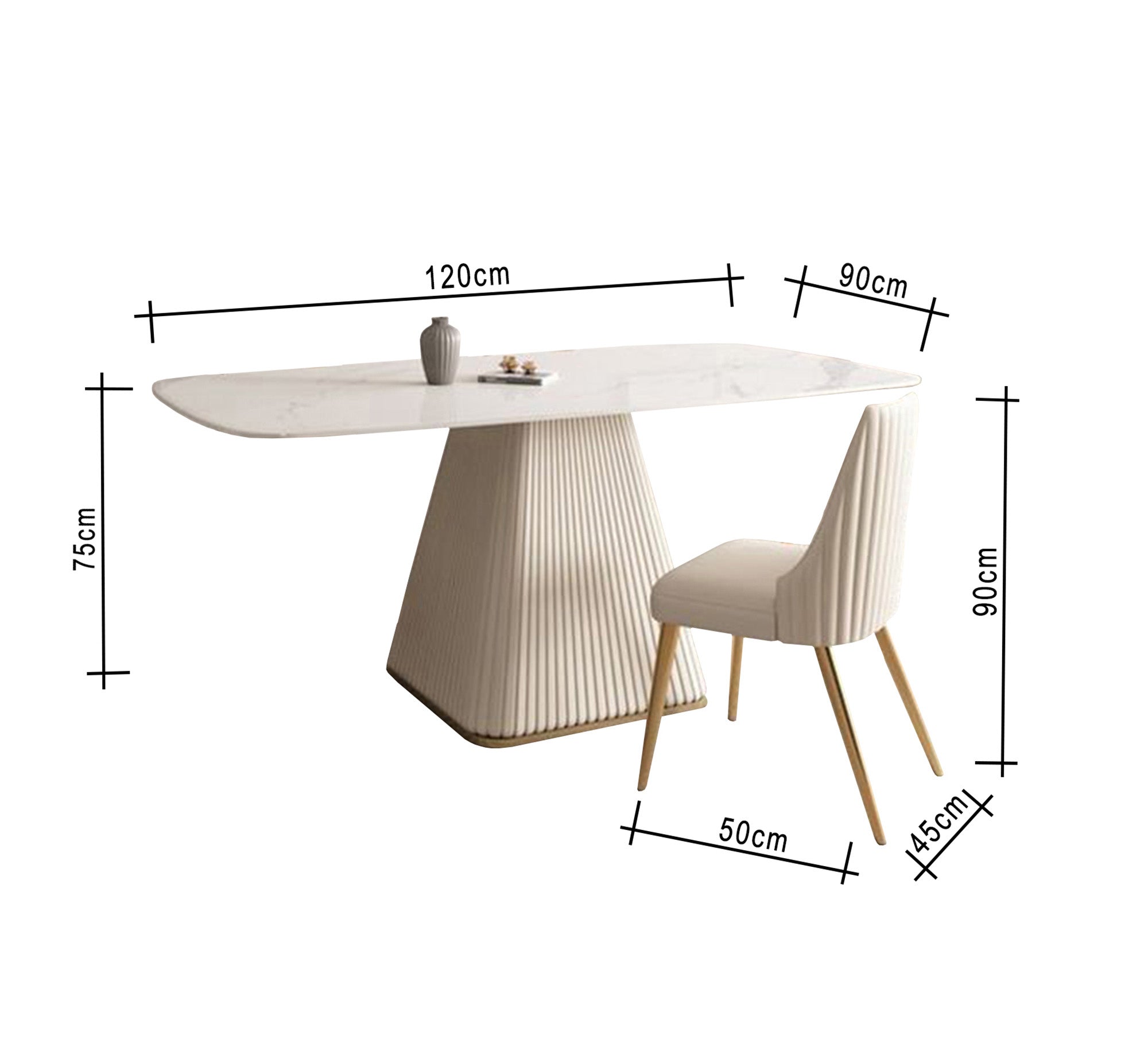 A cream - colored dining table with a unique and elegant design - Vitrine Furniture - Furniture