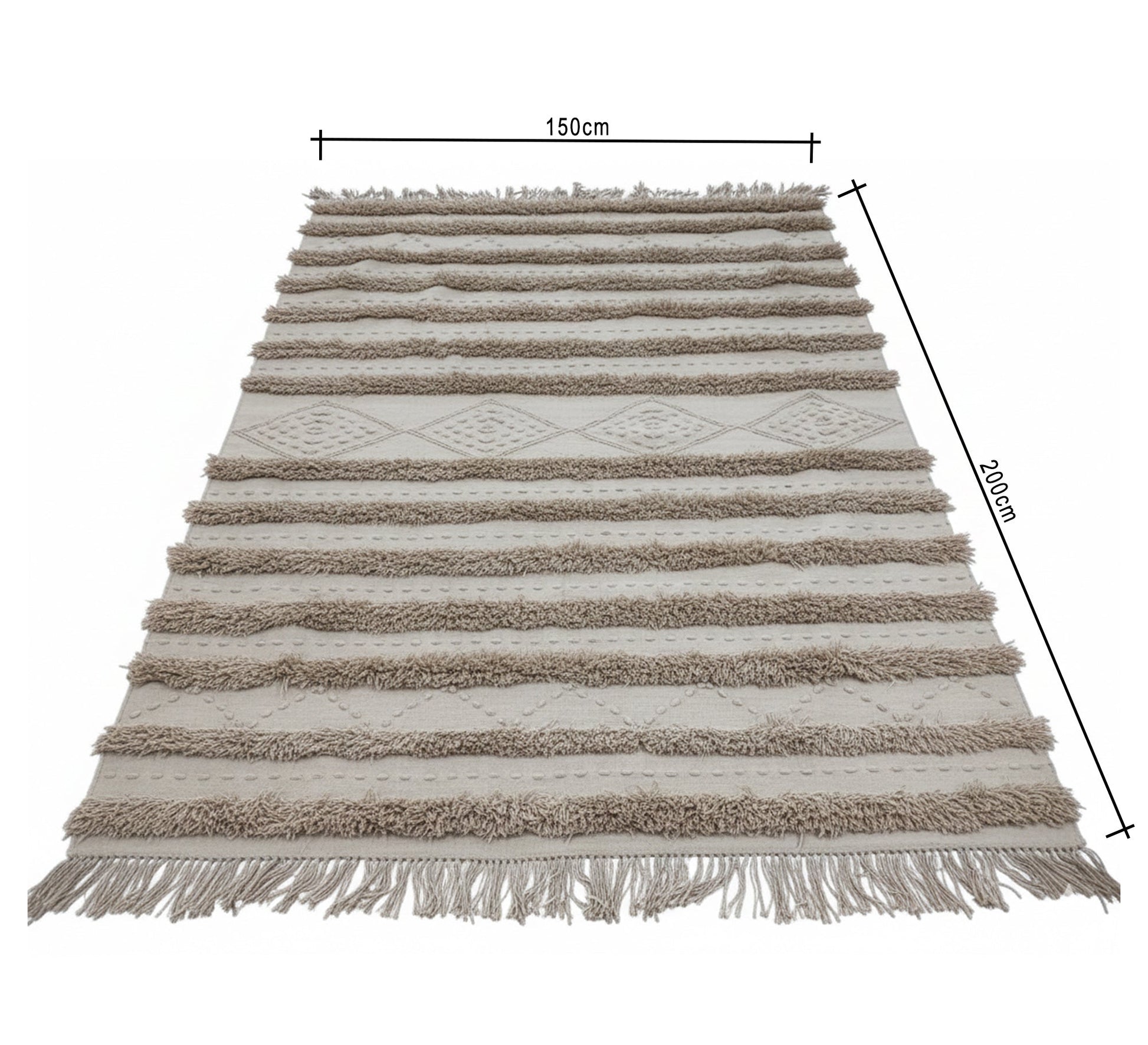 A cream rug with a brown fuzzy pattern and diamond lines - Vitrine Furniture - Accessories