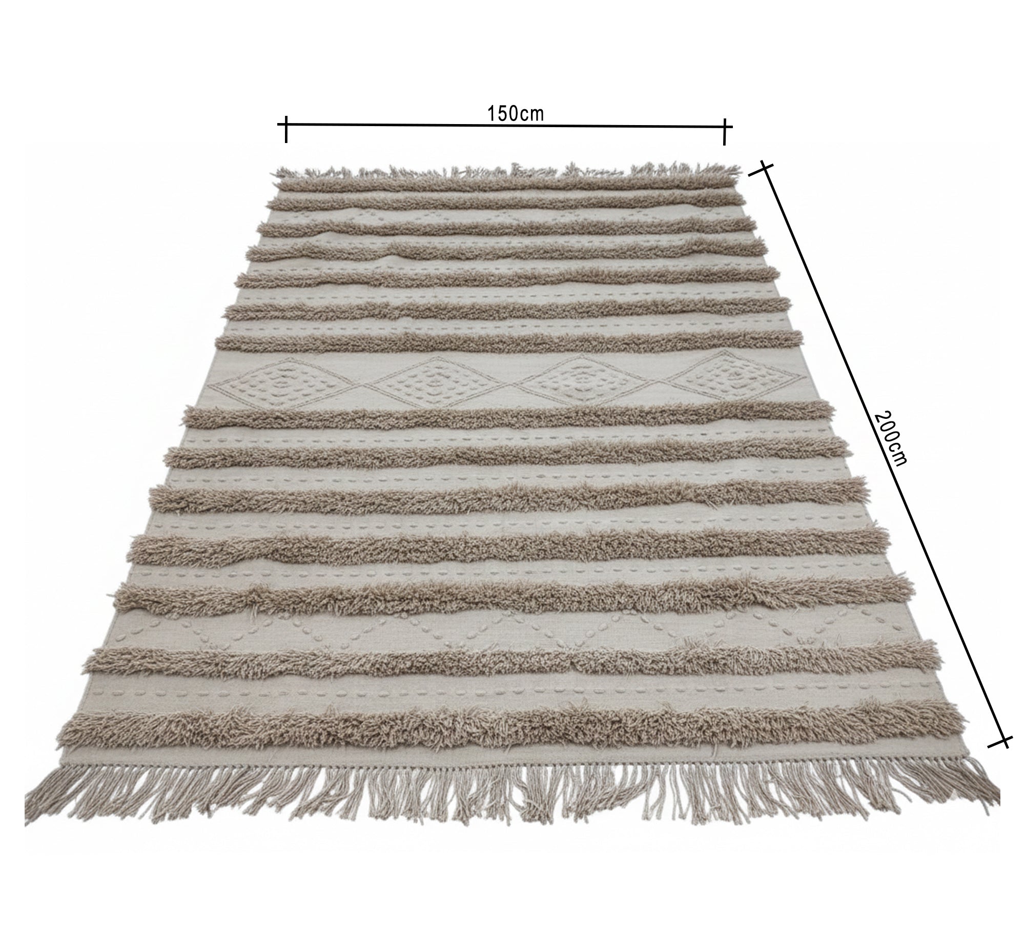 A cream rug with a brown fuzzy pattern and diamond lines - Vitrine Furniture - Accessories