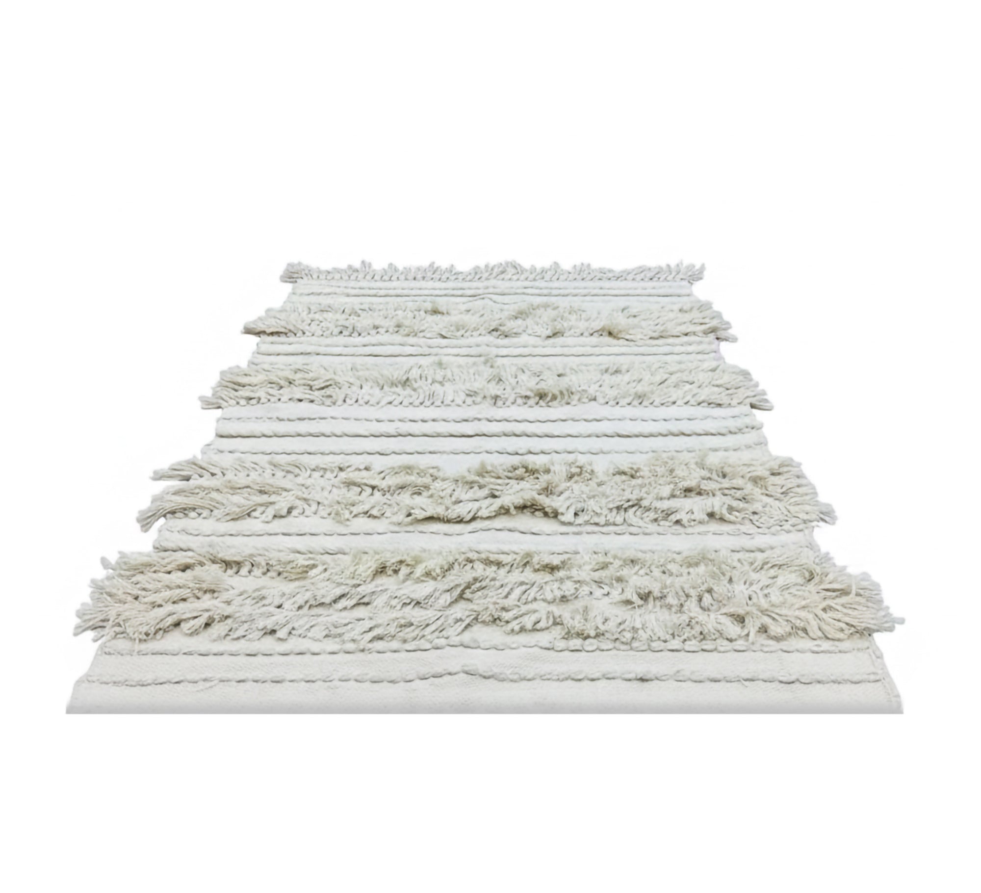A creamy shag rug with soft, prominent horizontal stripes - Vitrine Furniture - Accessories