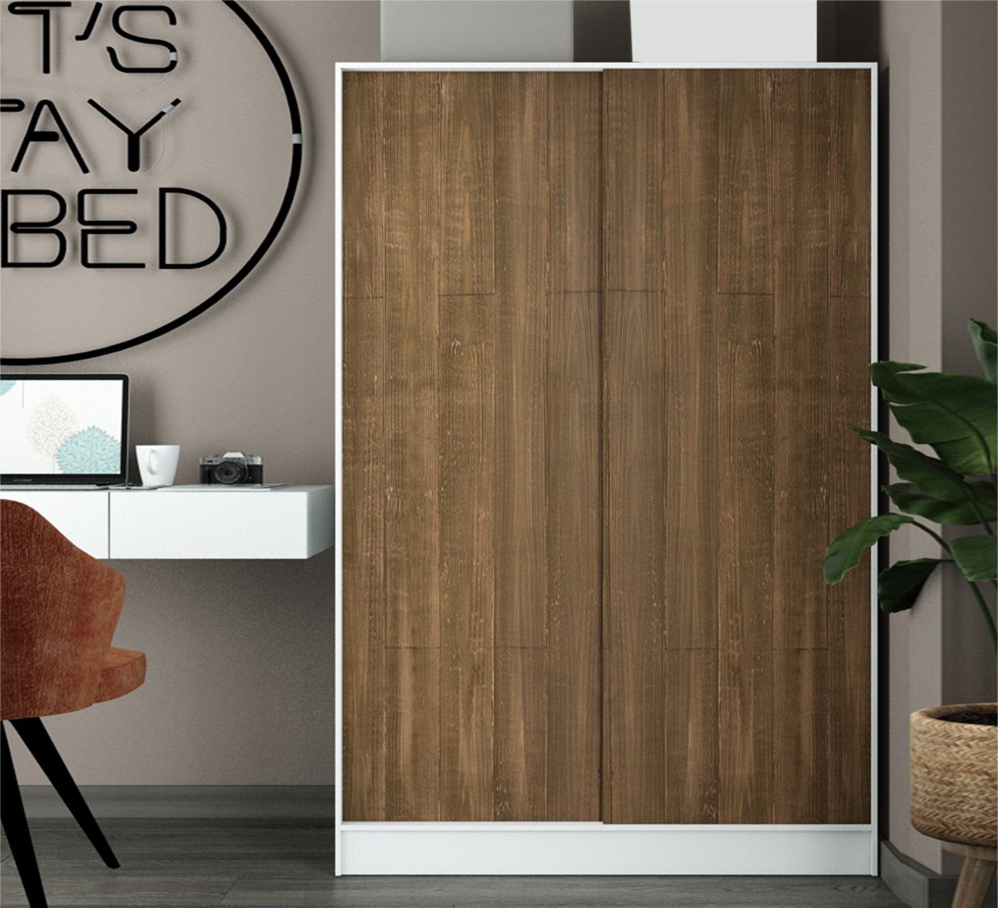 A cupboard with a brown wooden door - Vitrine Furniture - Furniture