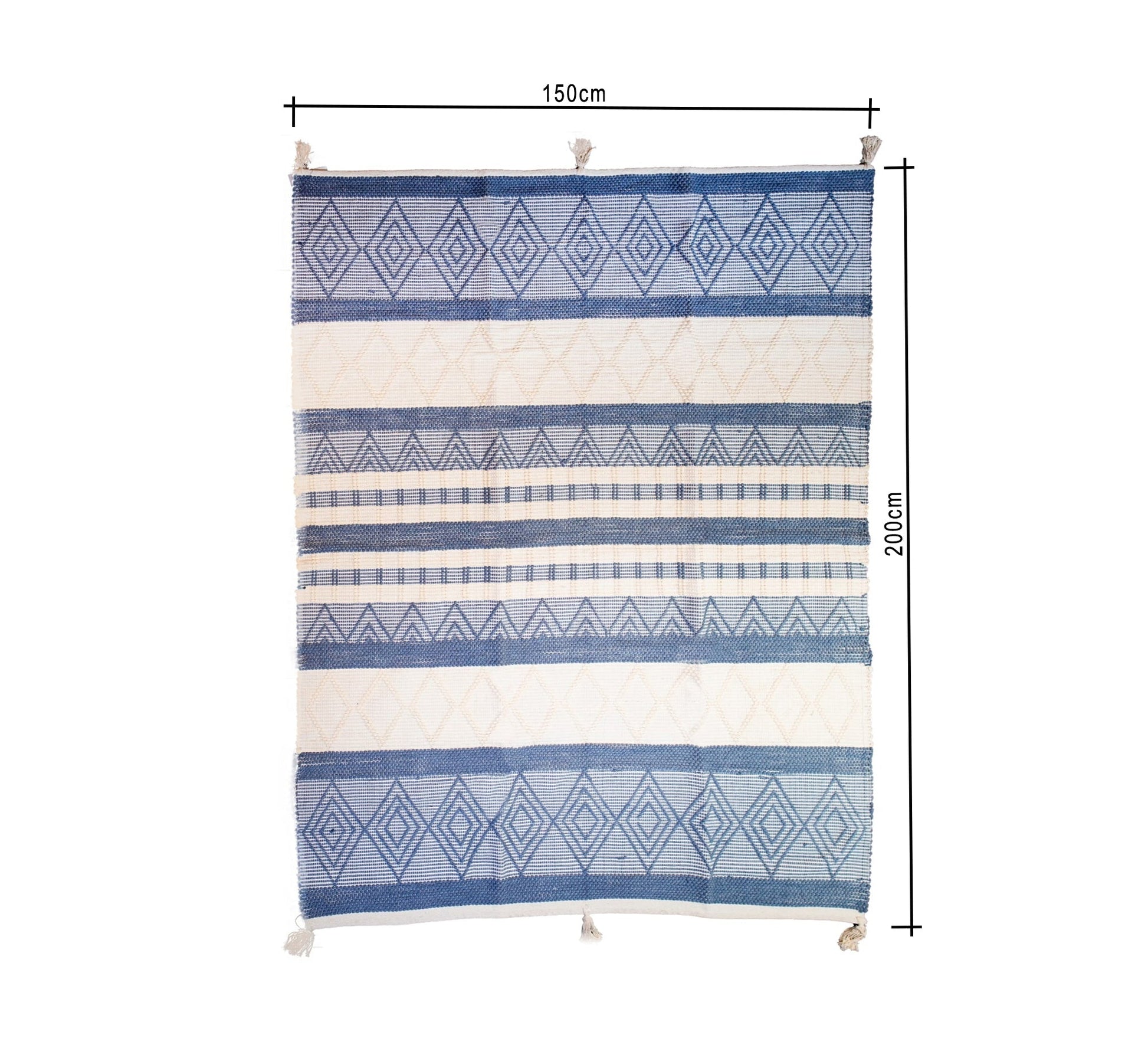 A decorative blue rug with diamond and striped patterns - Vitrine Furniture - Accessories