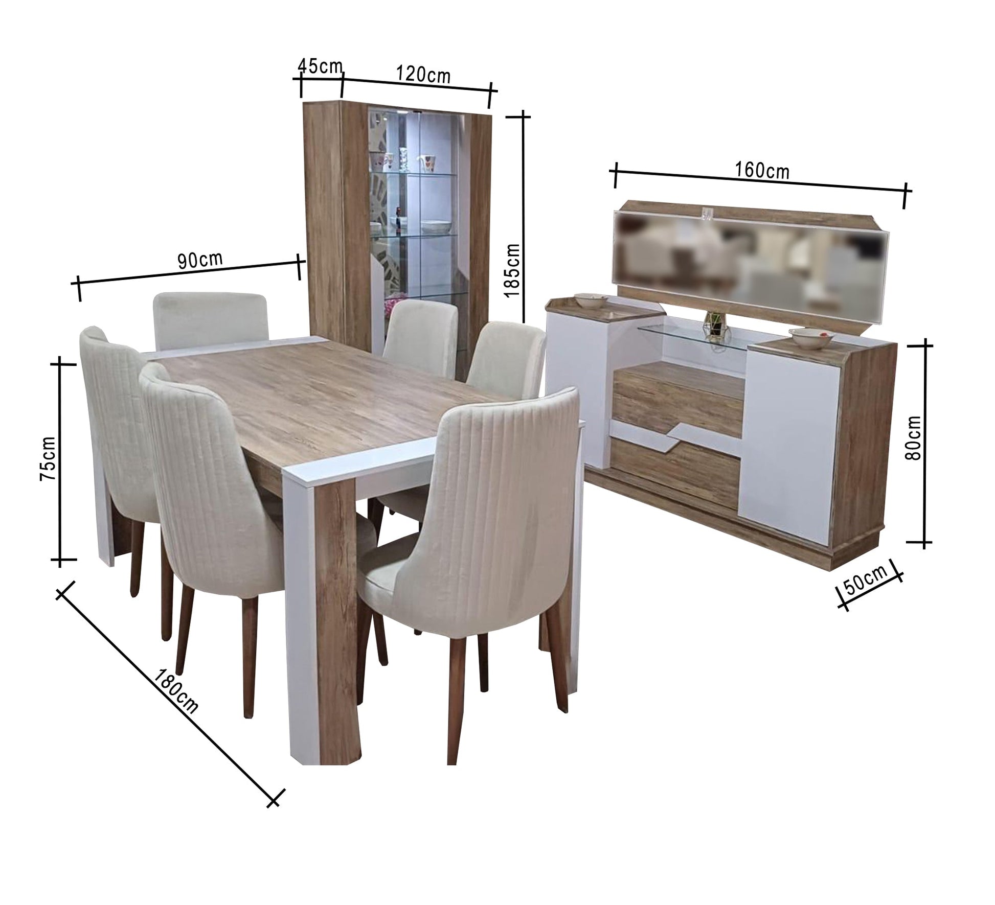 A dining room in white with touches of beige wood. - Vitrine Furniture - Furniture
