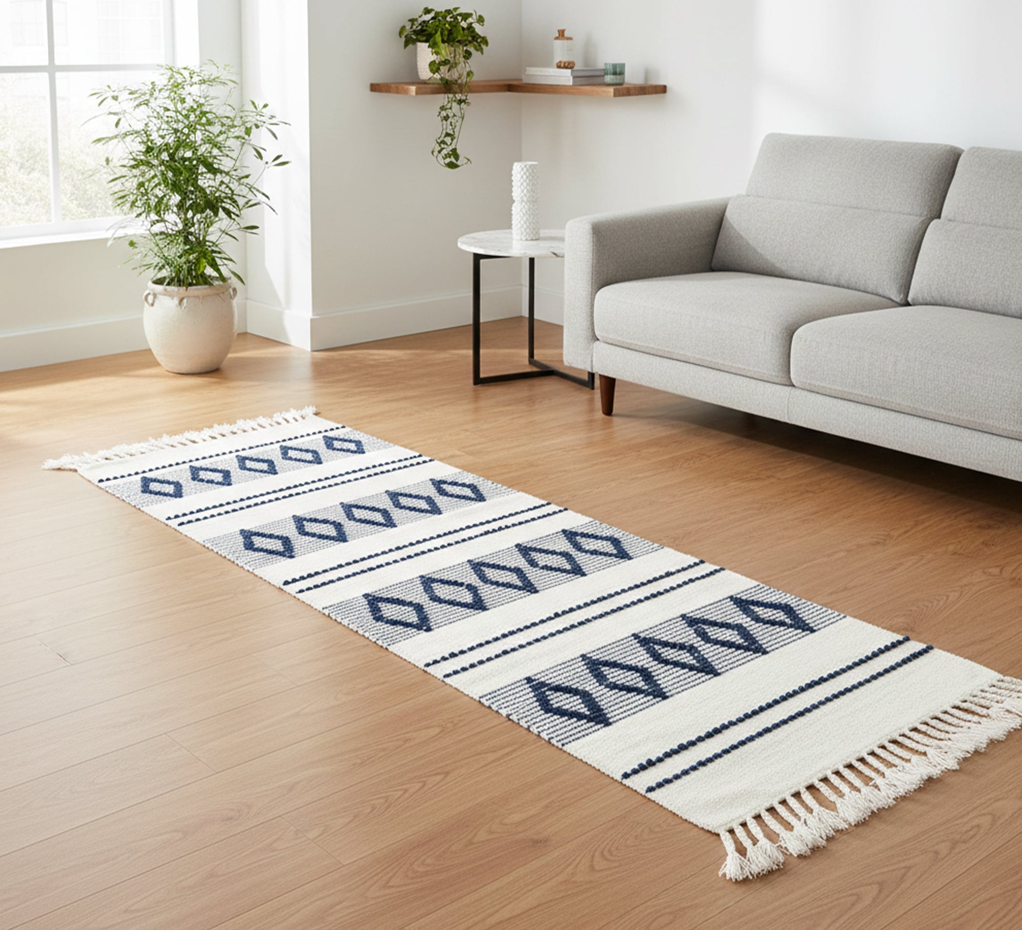 Jute rug with a gray diamond mesh pattern – Vitrine Furniture
