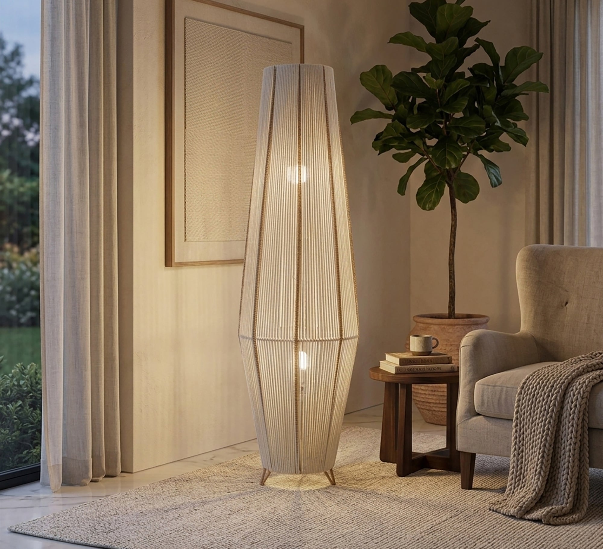 A floor lamp with macrame cords - Vitrine Furniture - Floor lamps