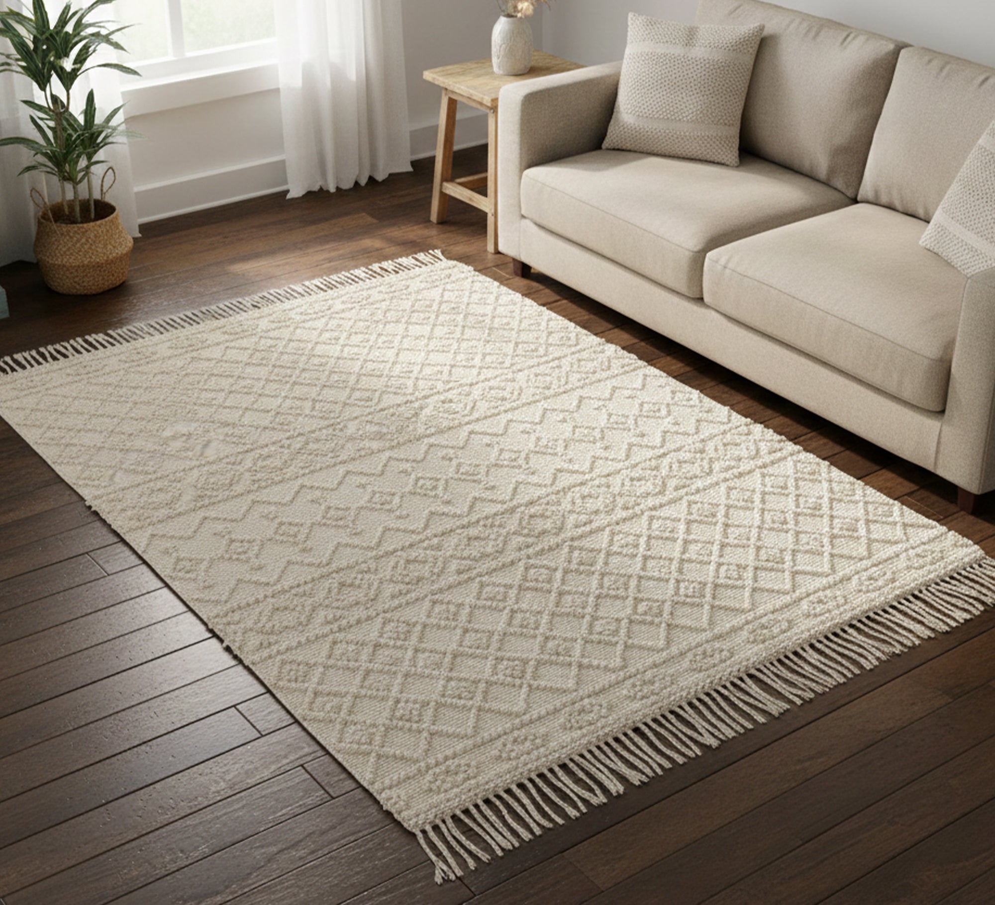 A floor rug with long fringes - Vitrine Furniture - Accessories
