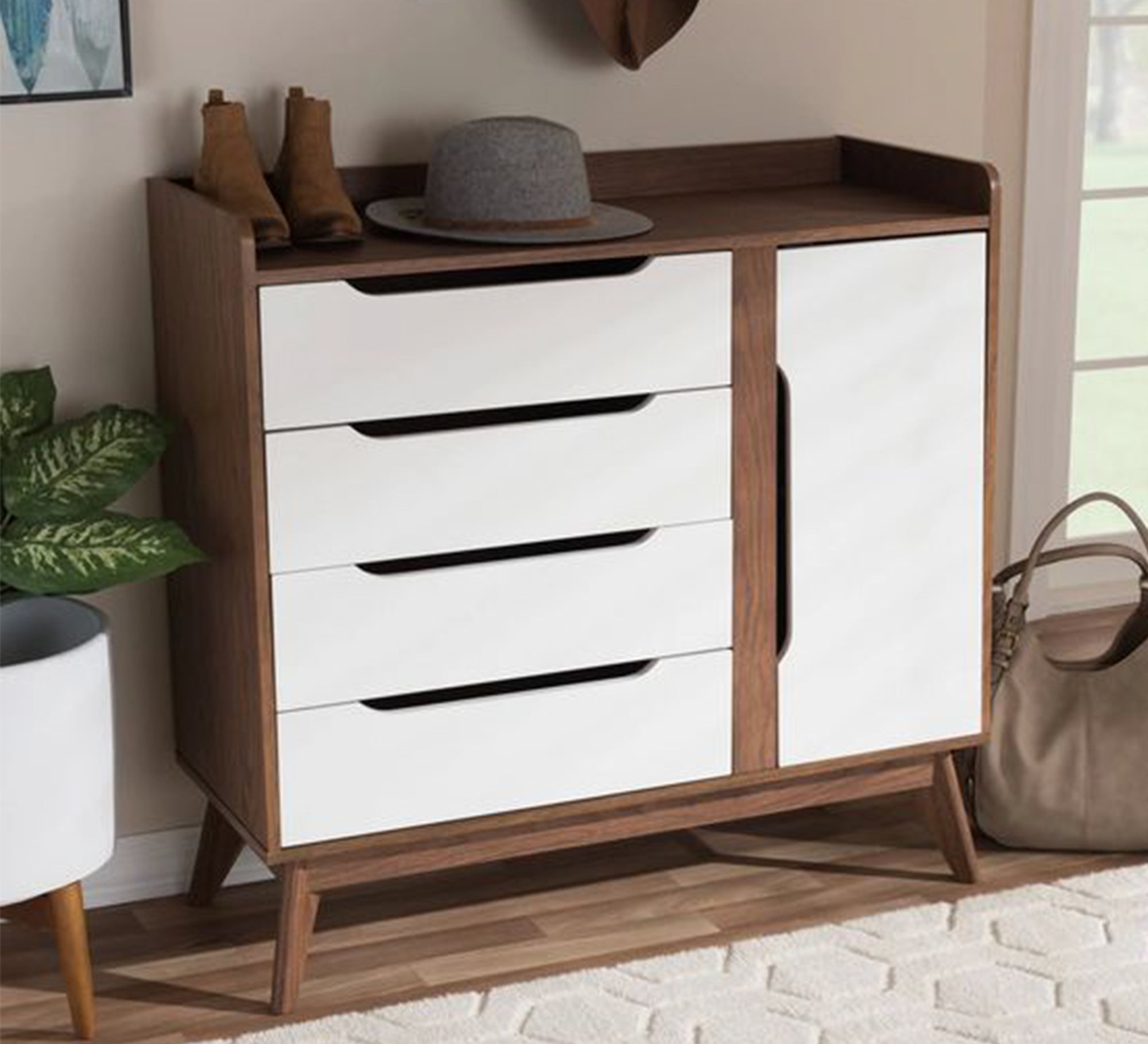 A four - leaf Shoe rack with a flap - Vitrine Furniture - Furniture