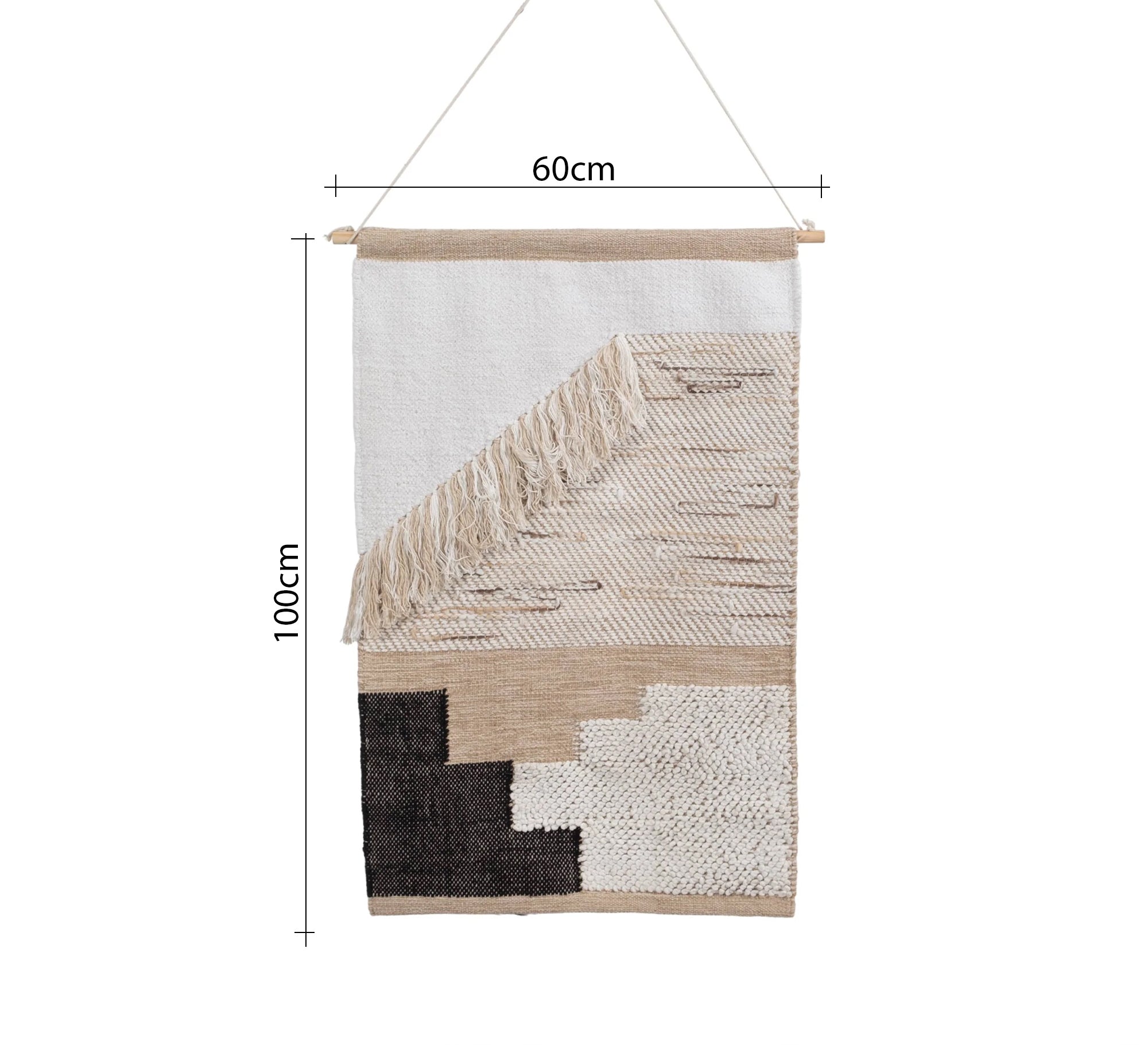 A geometric runner in white, beige, and black blocks - Vitrine Furniture - Accessories