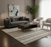 A gray and beige boho rug featuring diamond and striped patterns - Vitrine Furniture - Accessories