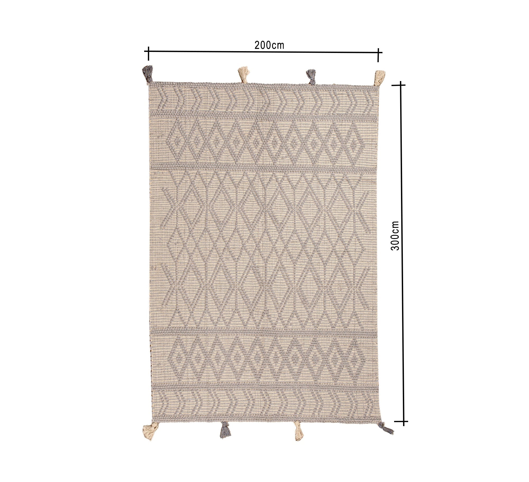 A gray and beige rug with a subtle, interlocking diamond pattern - Vitrine Furniture - Accessories