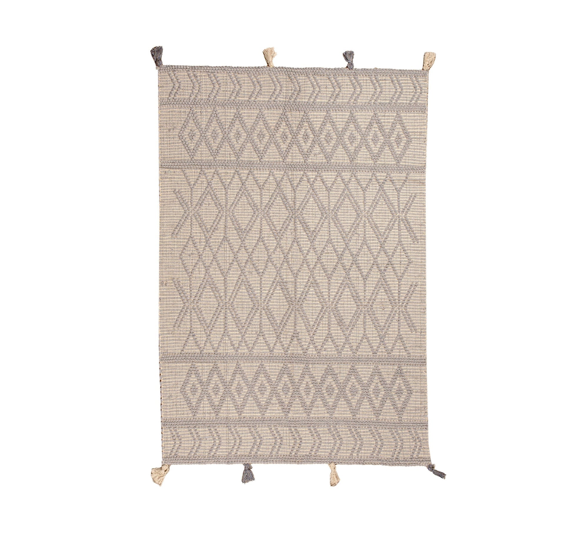 A gray and beige rug with a subtle, interlocking diamond pattern - Vitrine Furniture - Accessories
