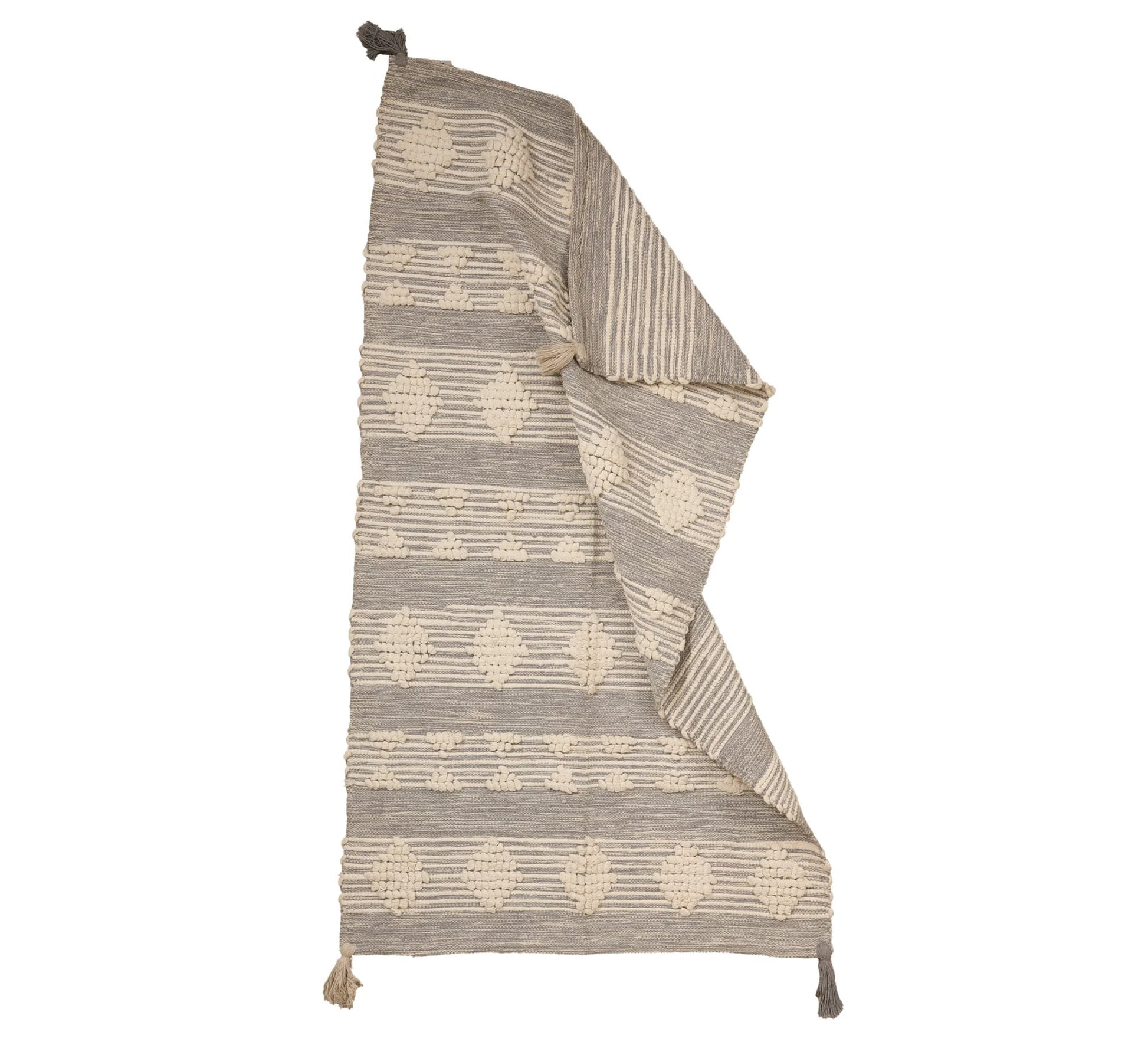 A gray and beige rug with raised diamond shapes - Vitrine Furniture - Accessories