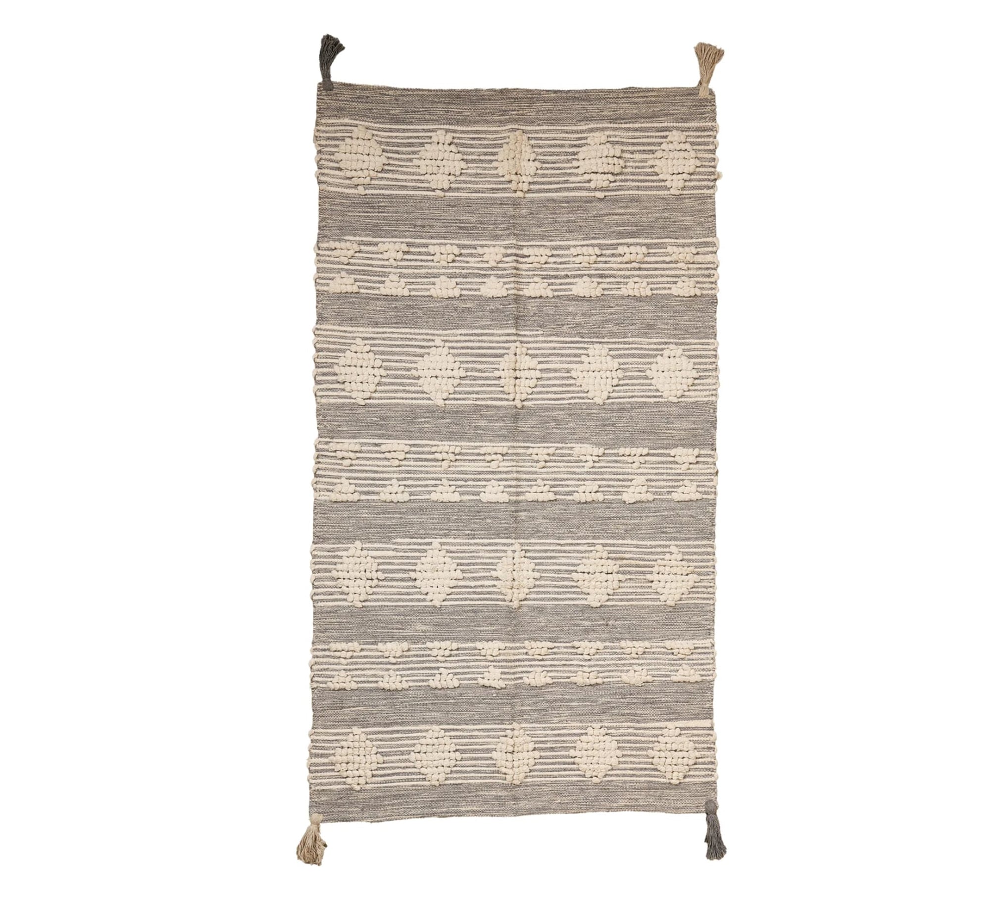 A gray and beige rug with raised diamond shapes - Vitrine Furniture - Accessories
