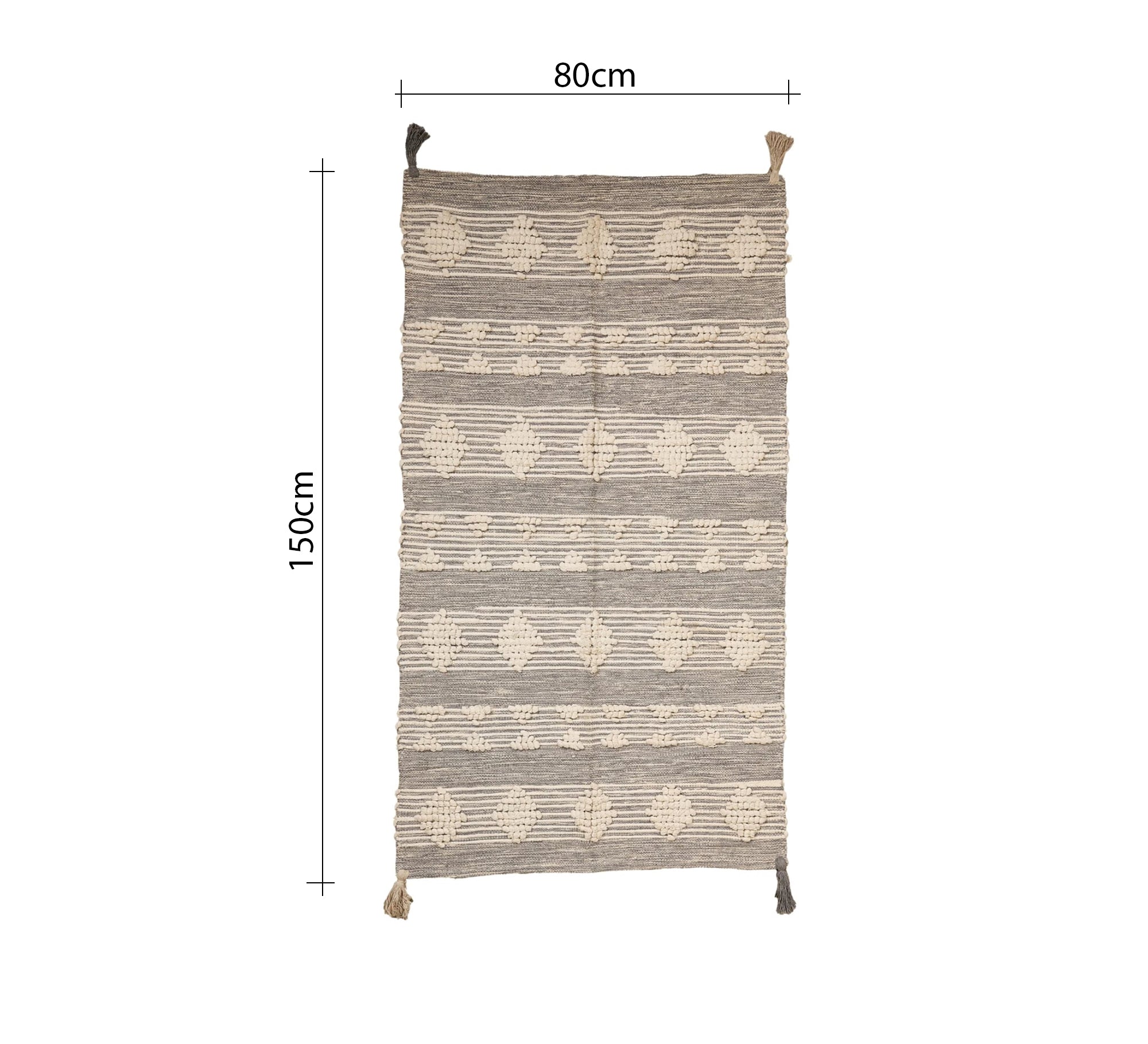 A gray and beige rug with raised diamond shapes - Vitrine Furniture - Accessories