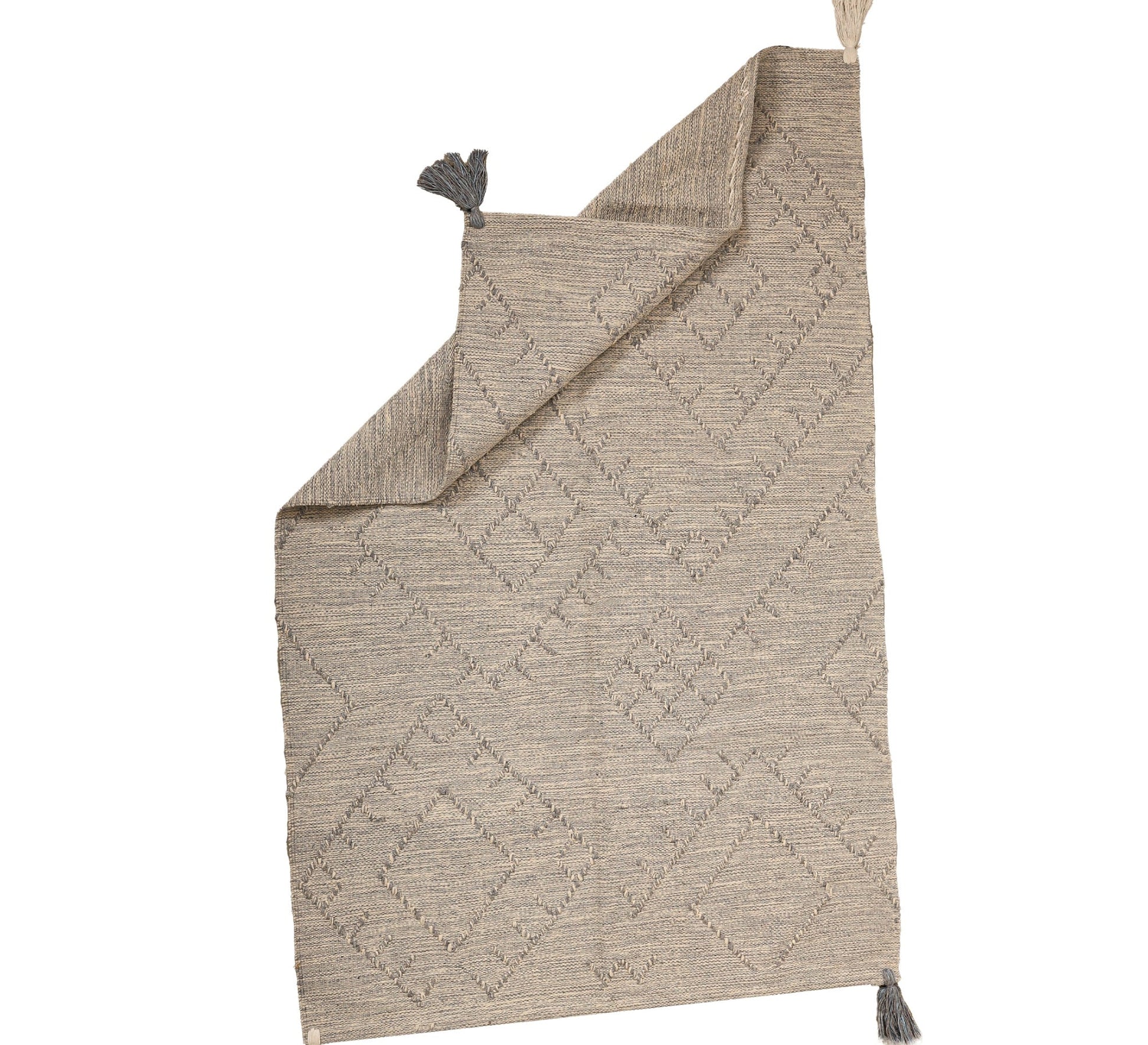 A gray rug with a delicate geometric diamond pattern - Vitrine Furniture - Accessories