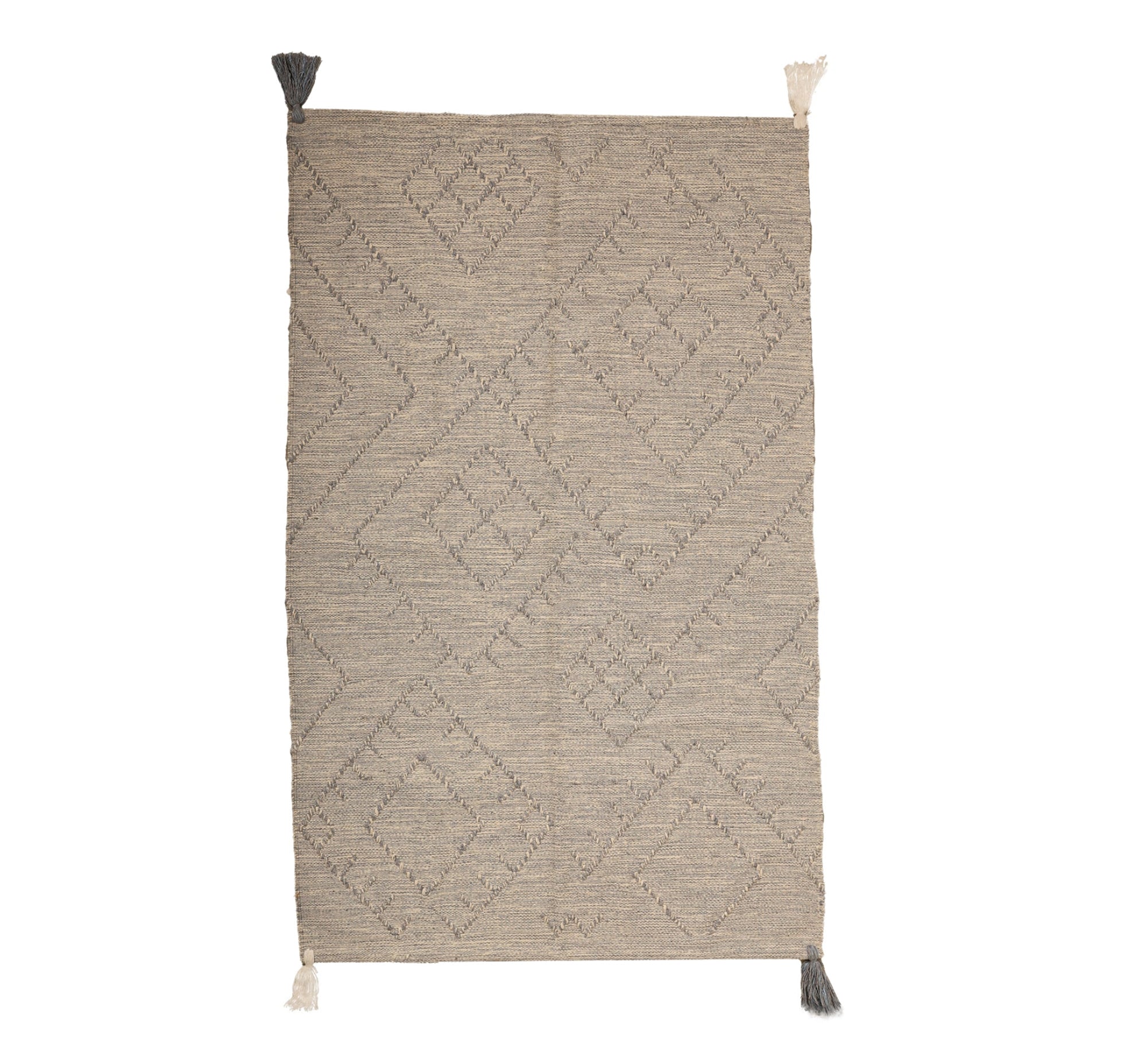 A gray rug with a delicate geometric diamond pattern - Vitrine Furniture - Accessories