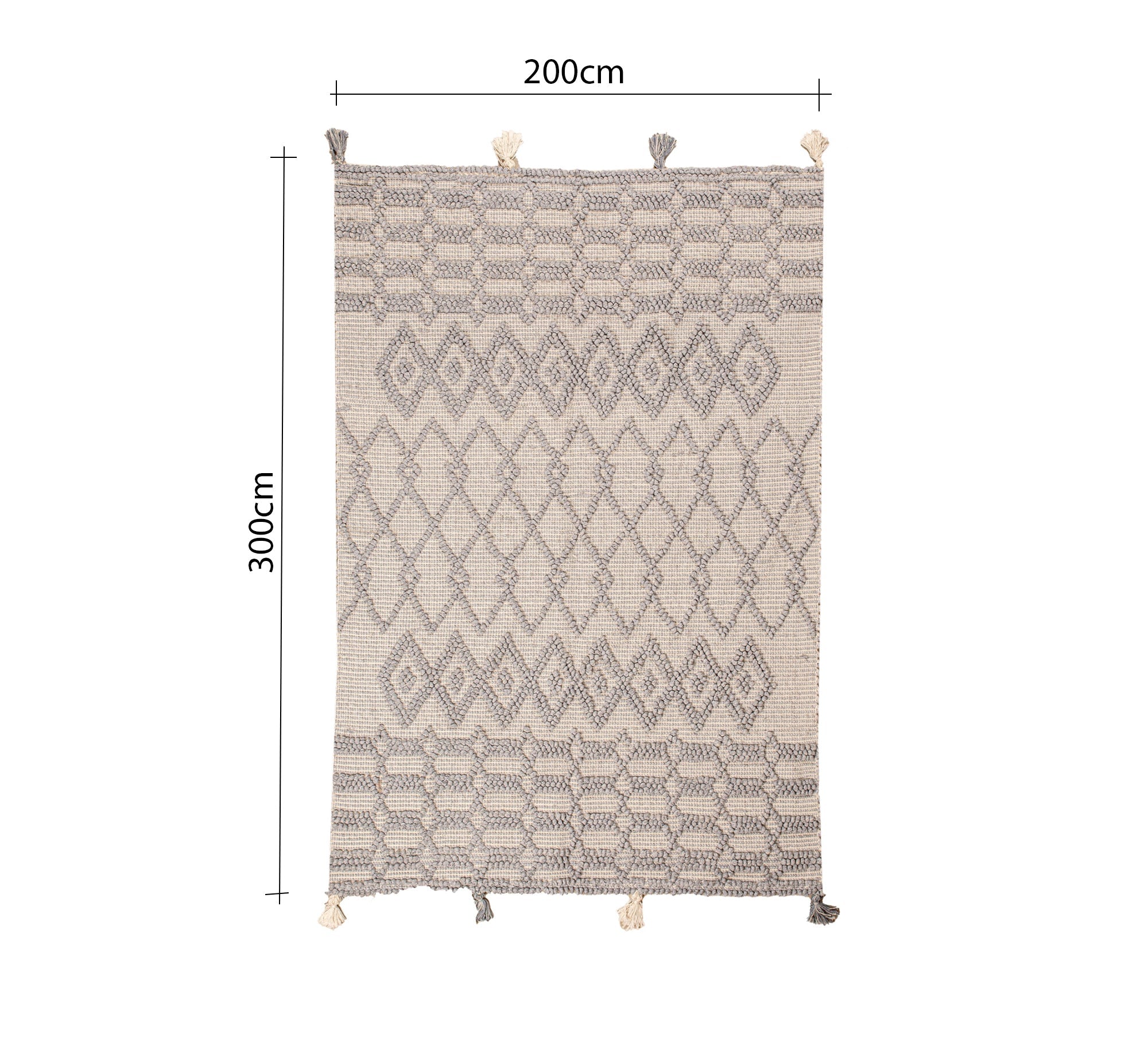 A gray rug with a raised, interlocking diamond pattern - Vitrine Furniture - Accessories