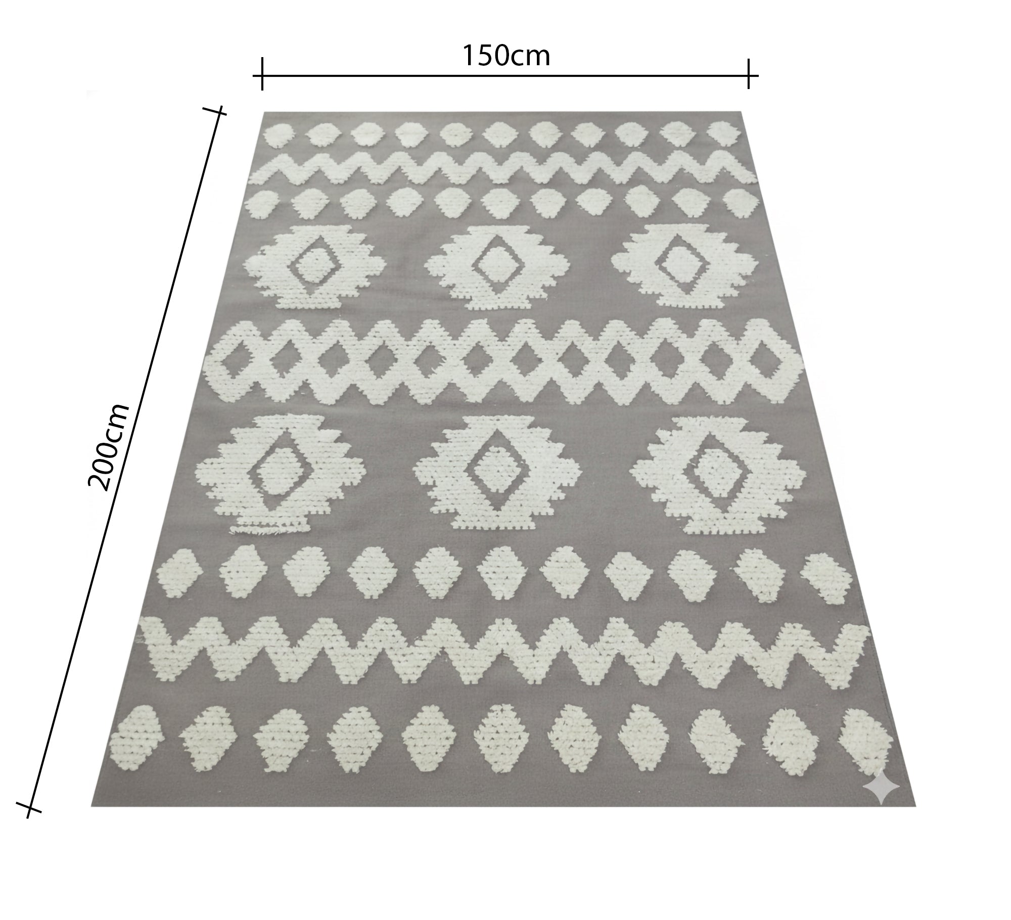 A gray rug with prominent and clear white geometric patterns - Vitrine Furniture - Accessories