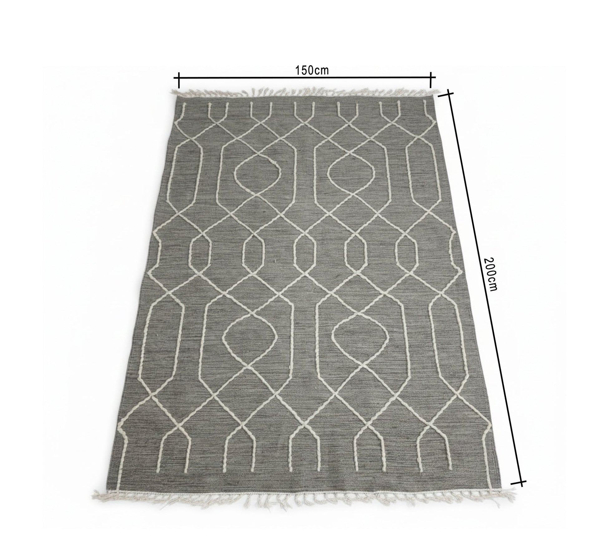 A gray rug with prominent woolen stripes - Vitrine Furniture - Accessories