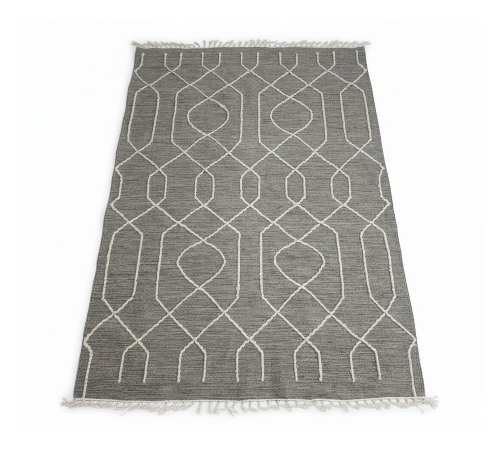 A gray rug with prominent woolen stripes - Vitrine Furniture - Accessories