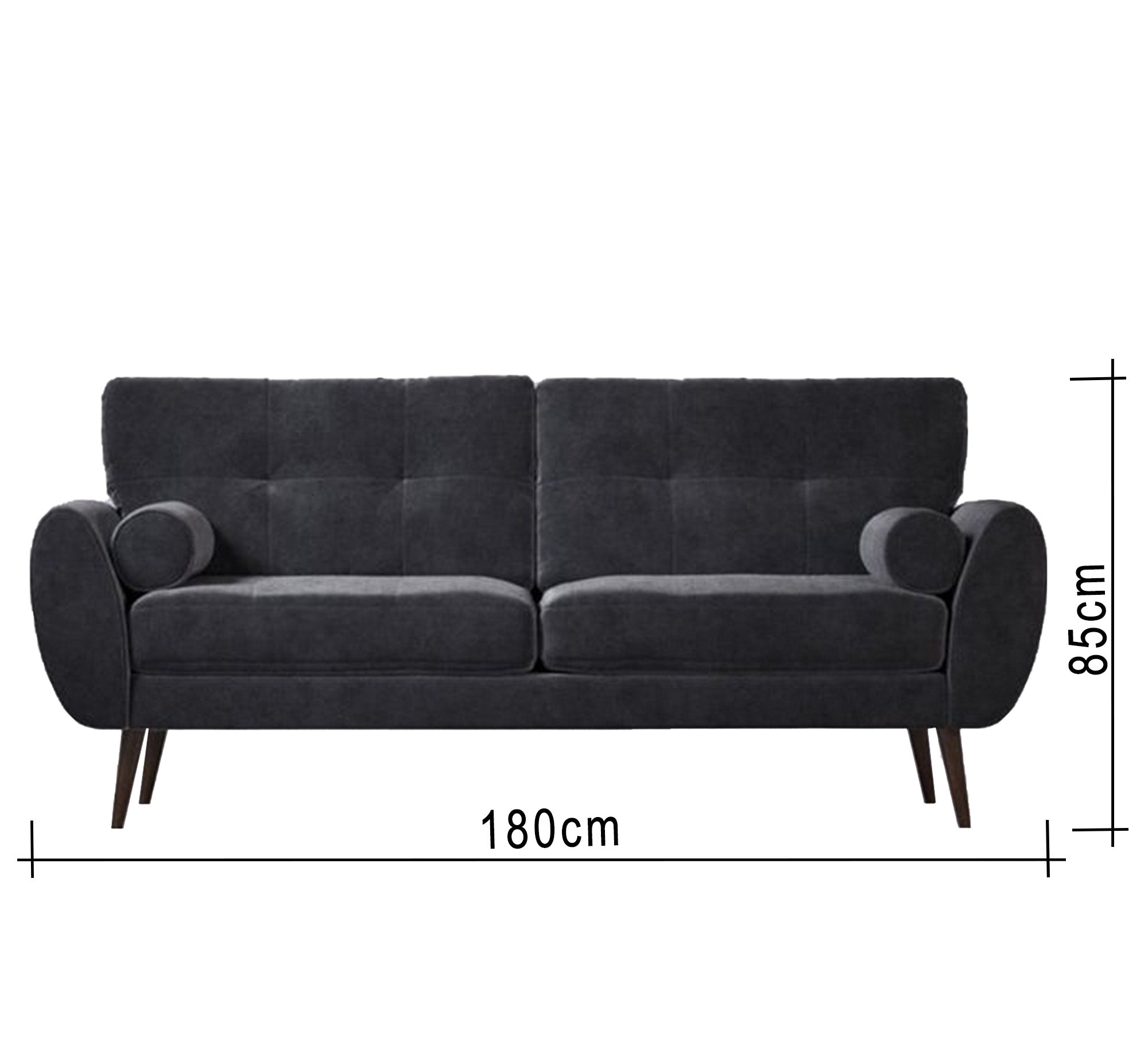 A high black sofa on elegant wooden legs - Vitrine Furniture - Living room Sofas