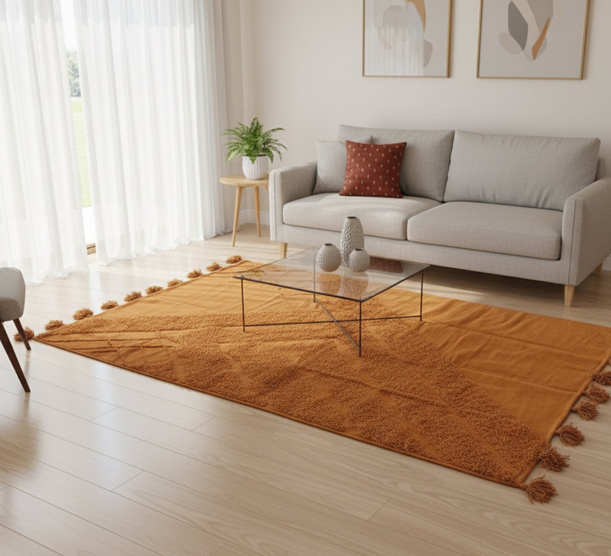 A high - quality brown rug with prominent woolen patterns - Vitrine Furniture - Accessories