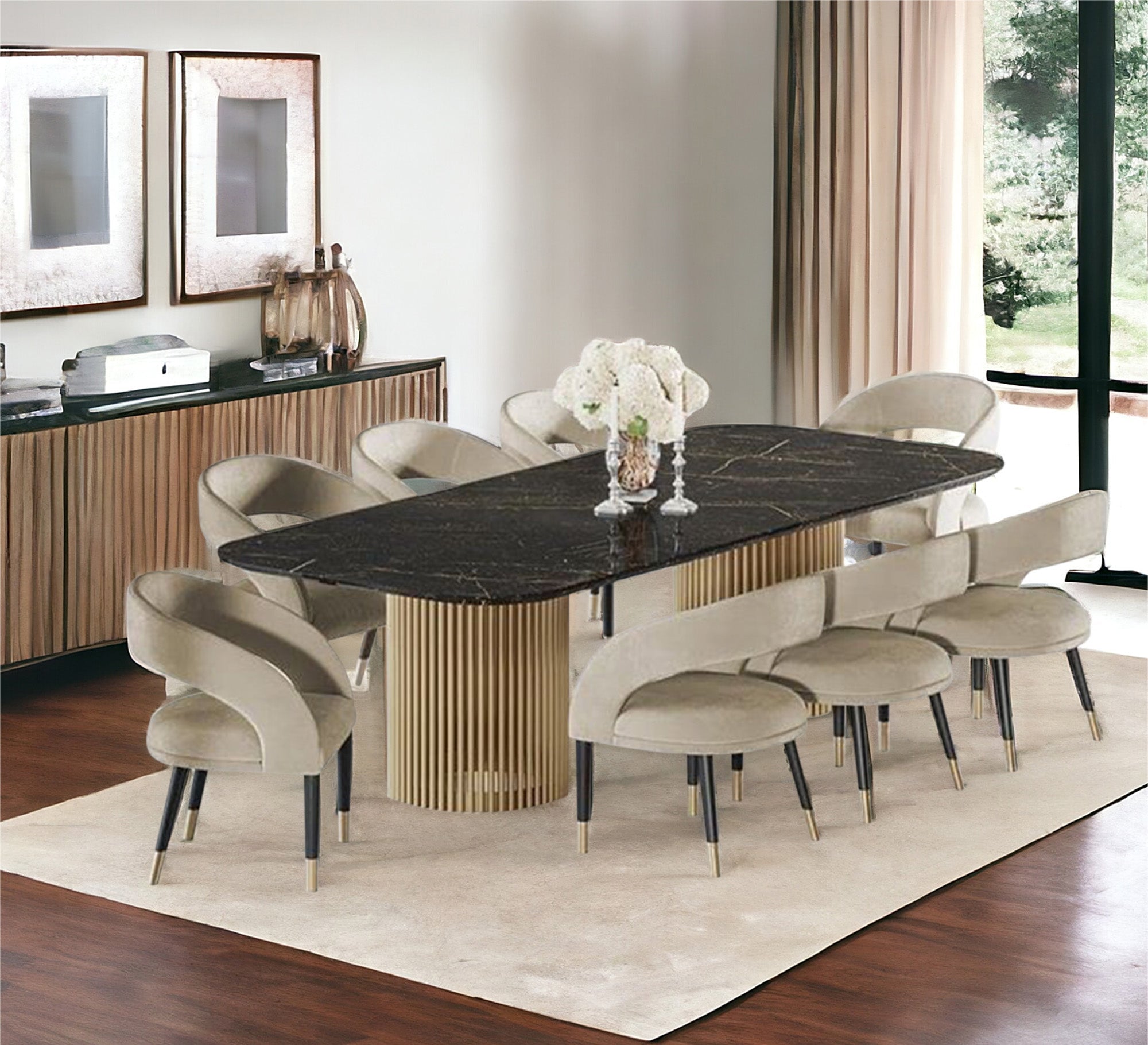 A large dining table with cylindrical legs - Vitrine Furniture - Furniture