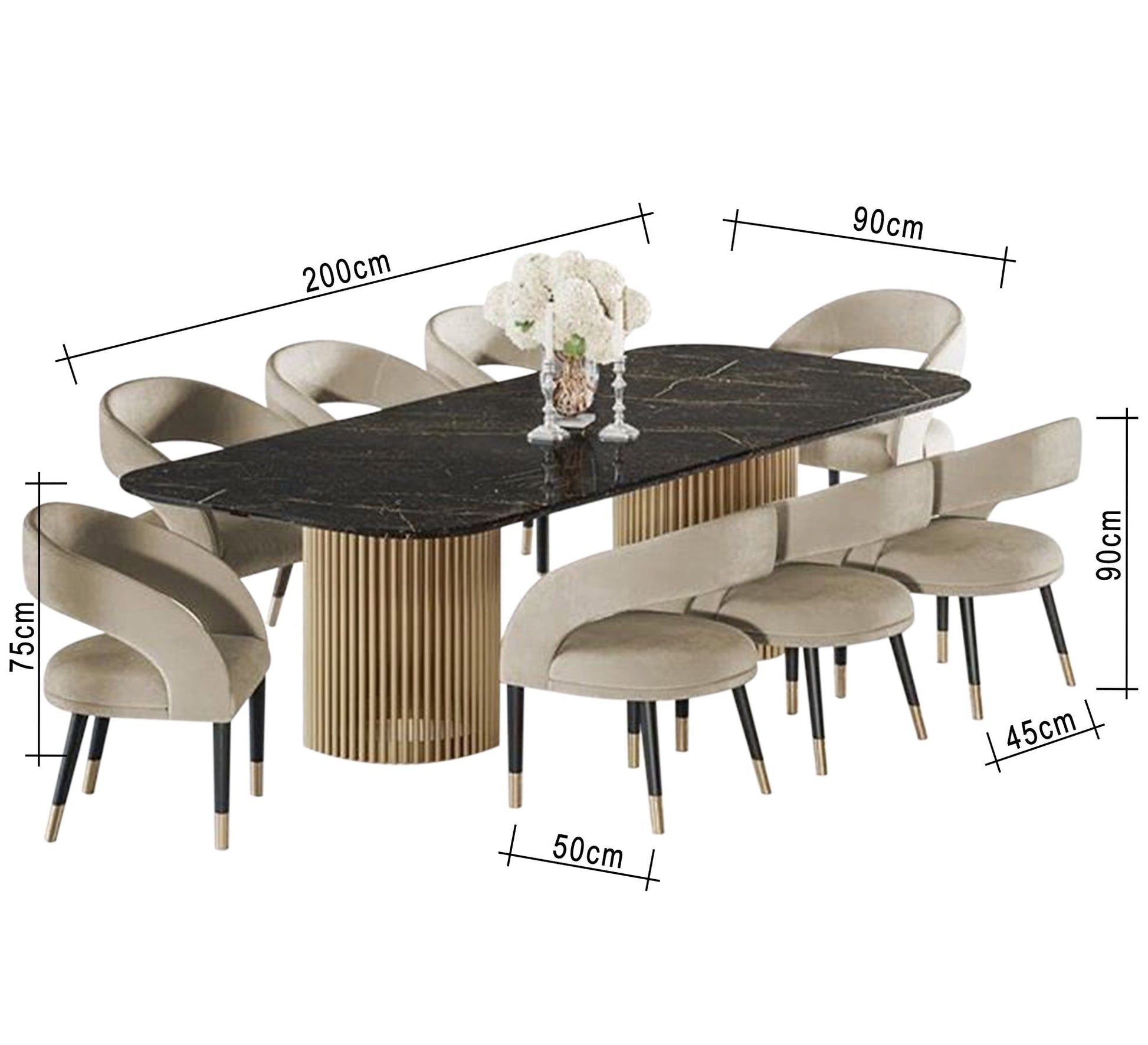 A large dining table with cylindrical legs - Vitrine Furniture - Furniture