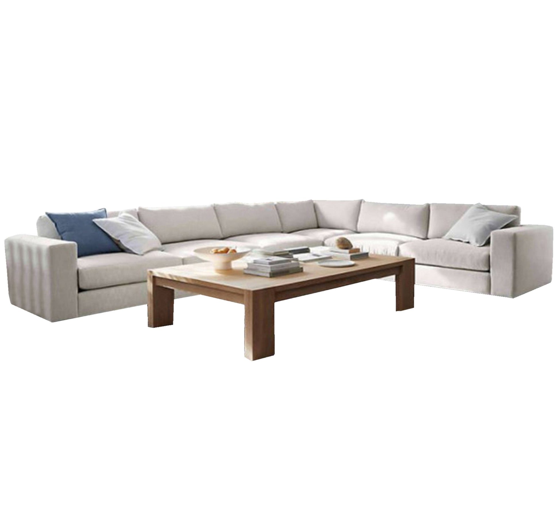 A large off - white corner - Vitrine Furniture - L - shape sofa set