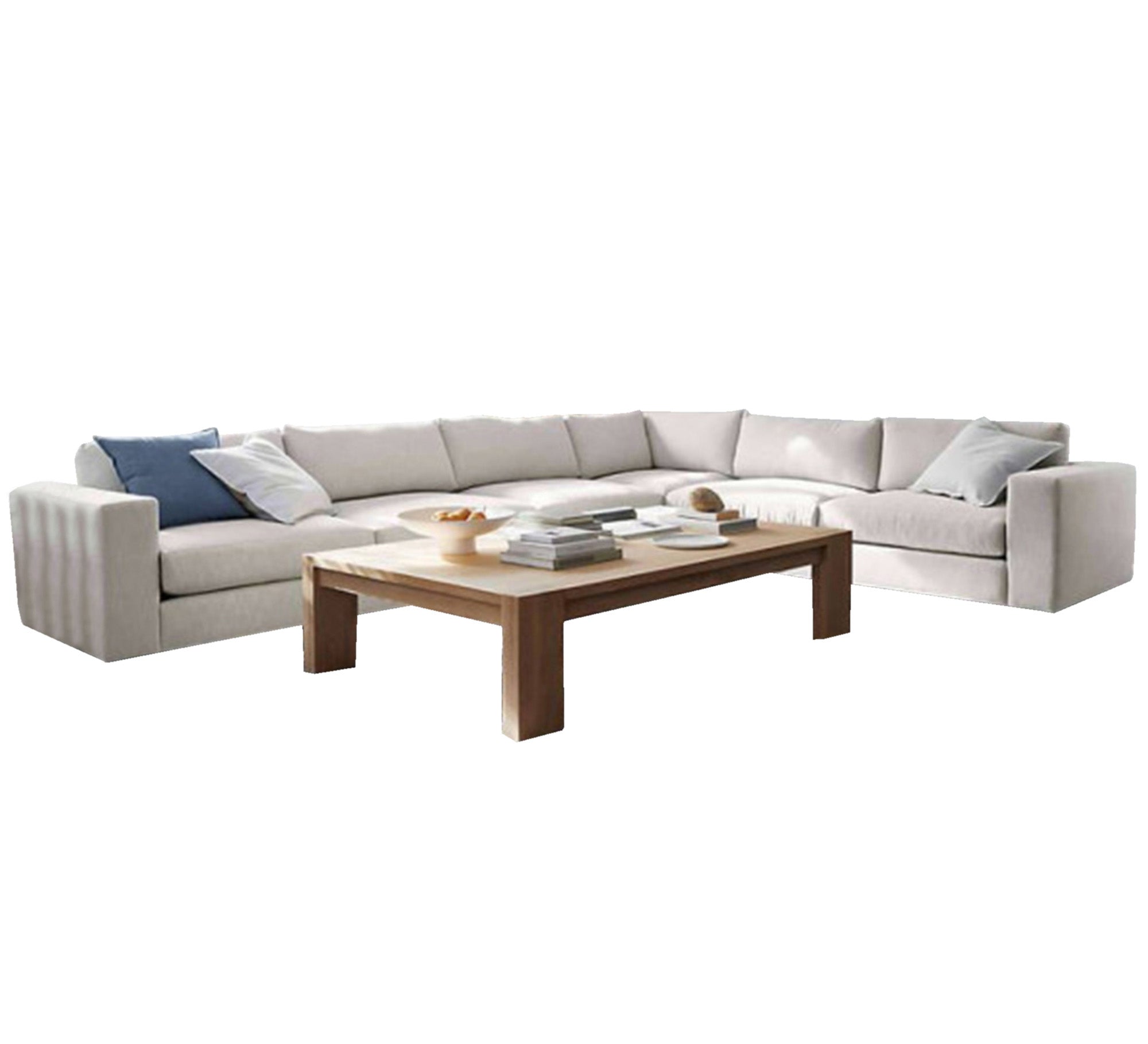 A large off - white corner - Vitrine Furniture - L - shape sofa set