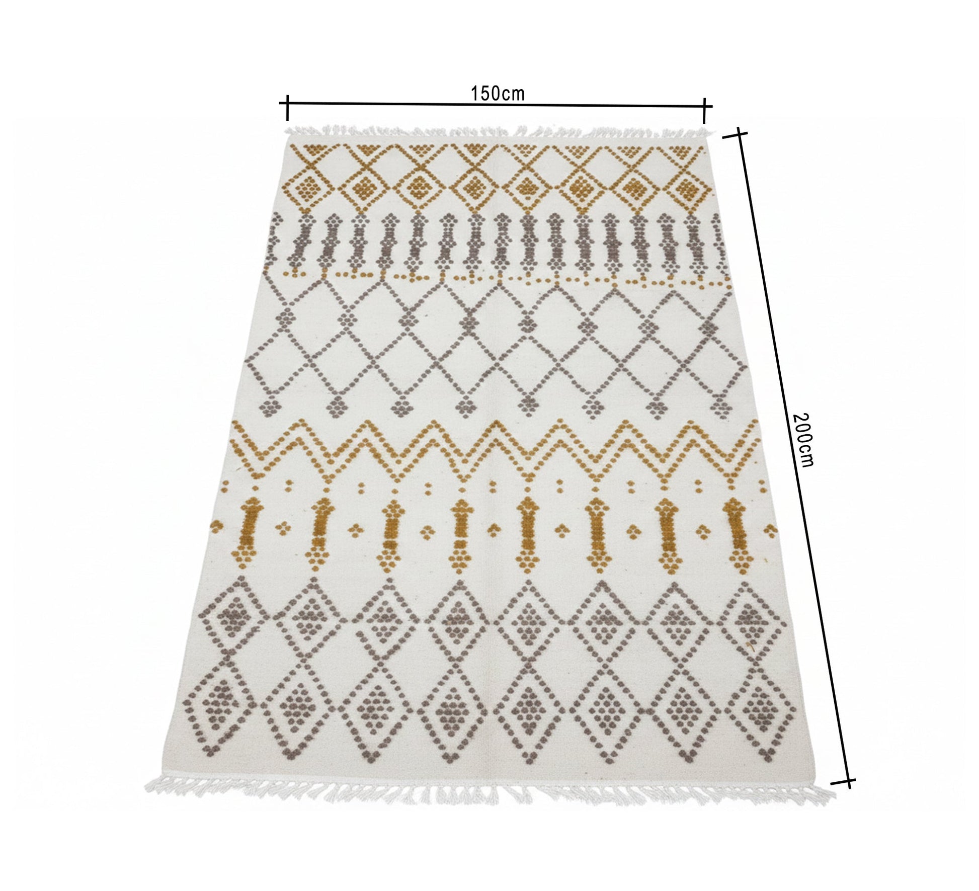 A light beige rug with a wide and repeated diamond pattern - Vitrine Furniture - Accessories