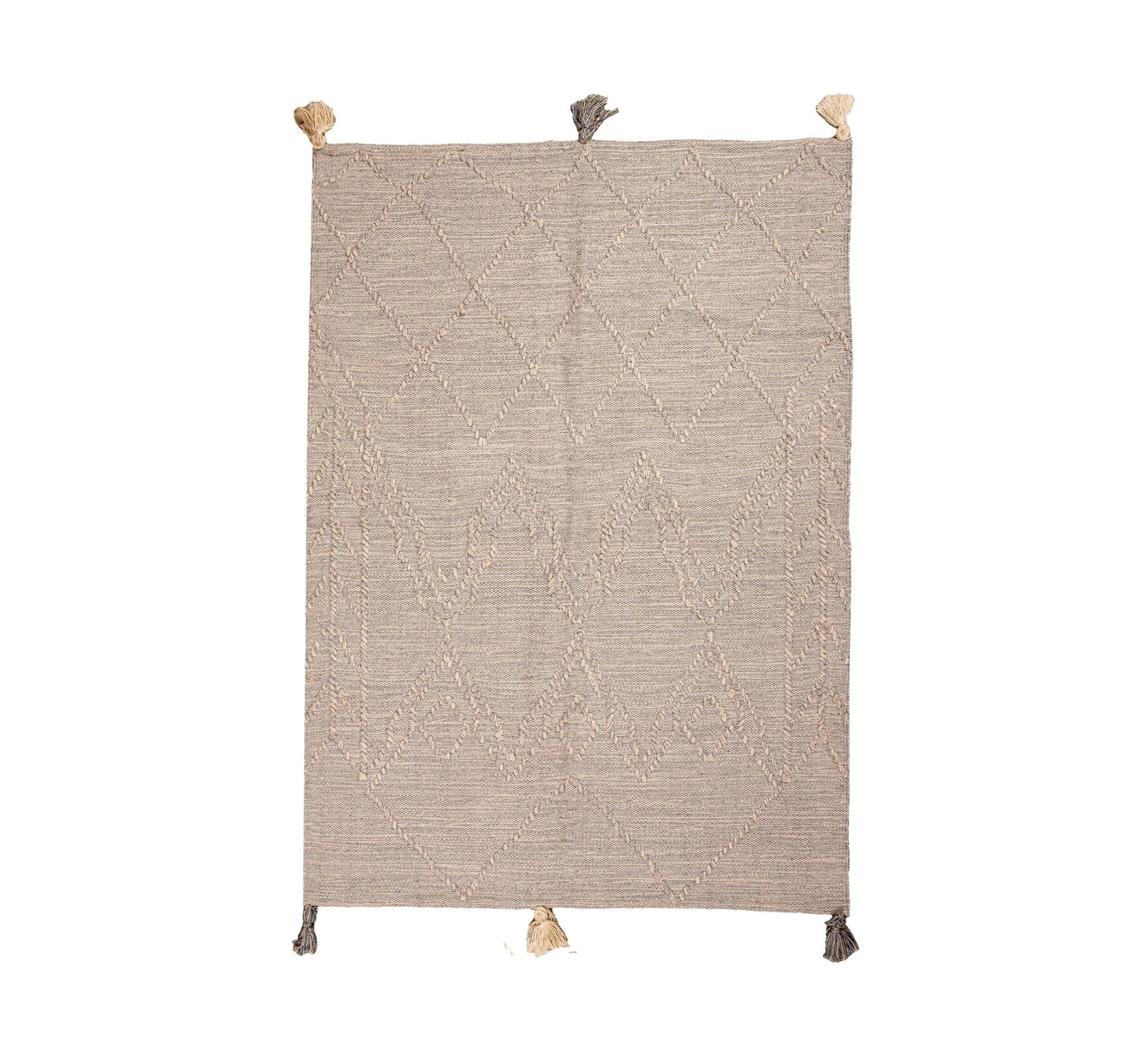 A light gray, boho rug with diamond patterns and texture - Vitrine Furniture - Accessories