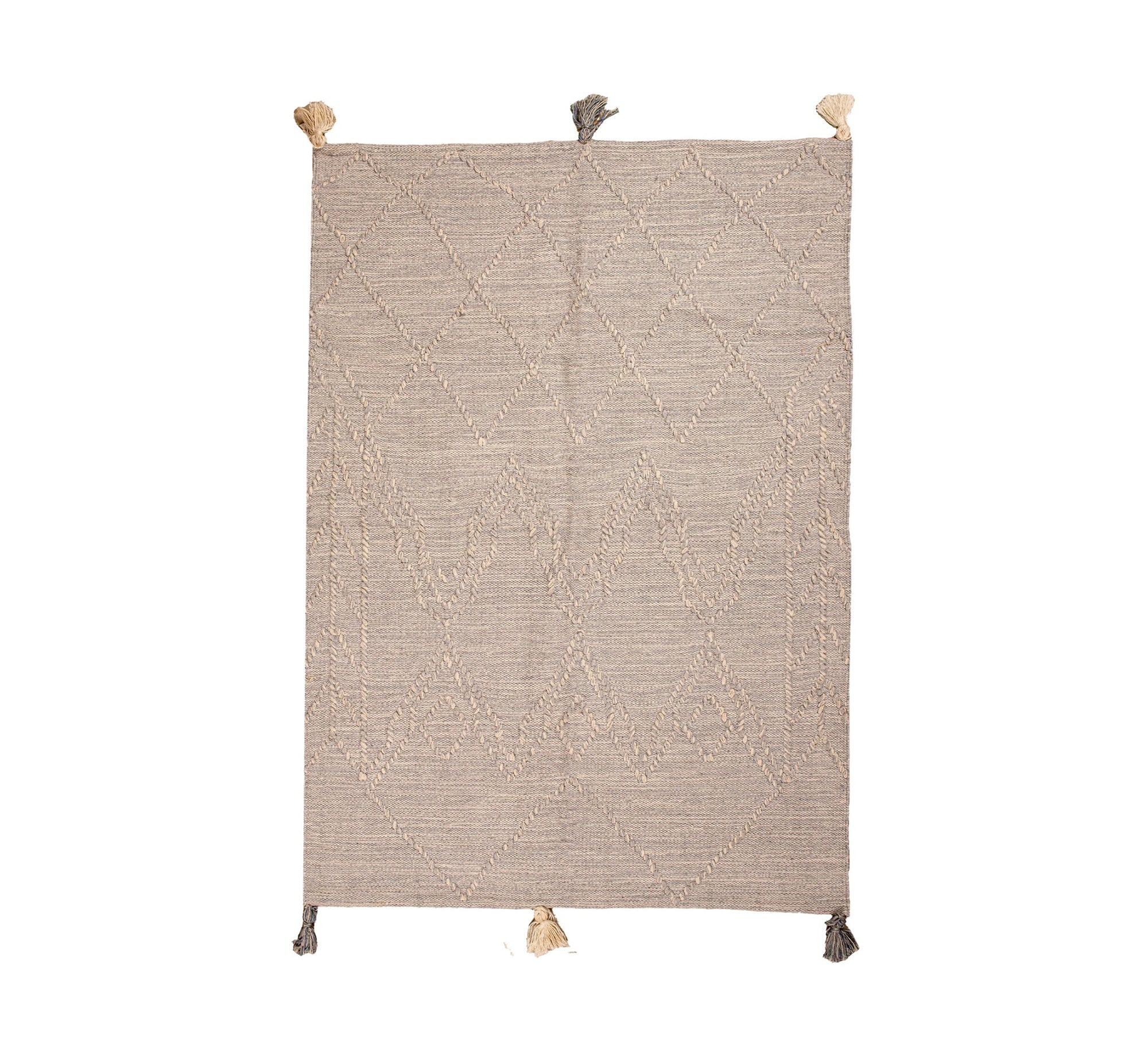 A light gray, boho rug with diamond patterns and texture - Vitrine Furniture - Accessories