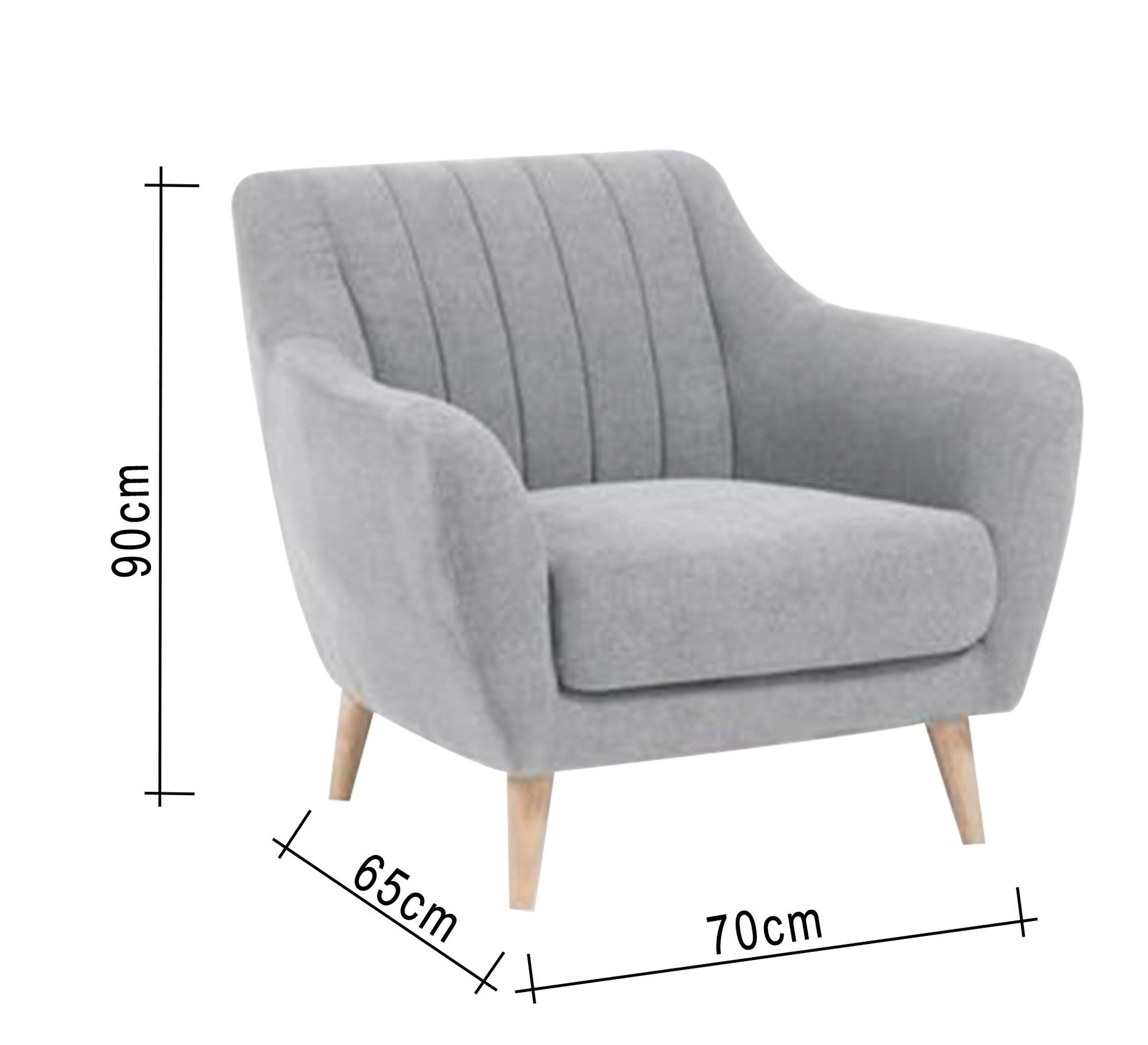 A light gray footstool with recessed longitudinal lines - Vitrine Furniture - Chairs & Chaise lounge