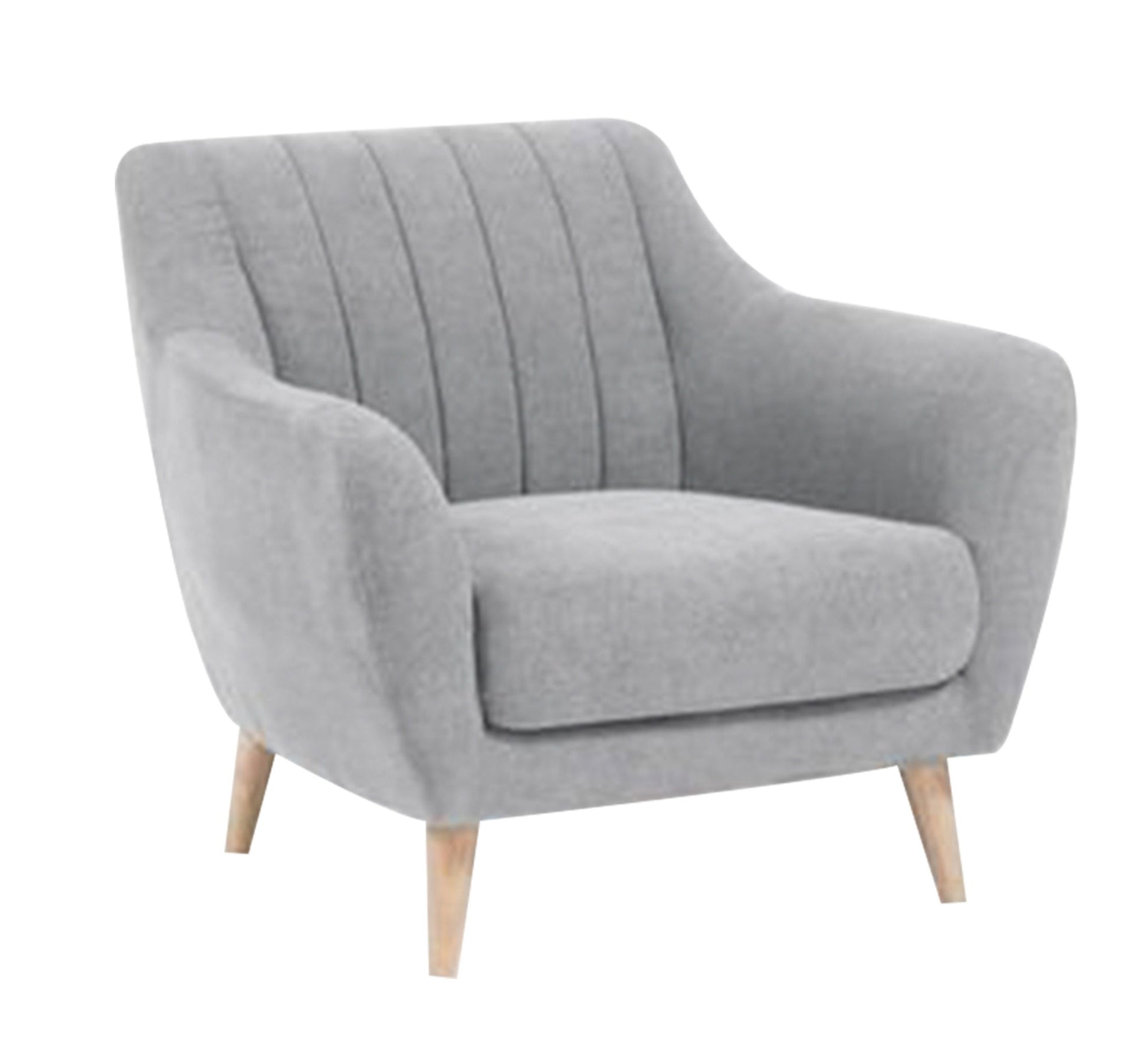 A light gray footstool with recessed longitudinal lines - Vitrine Furniture - Chairs & Chaise lounge