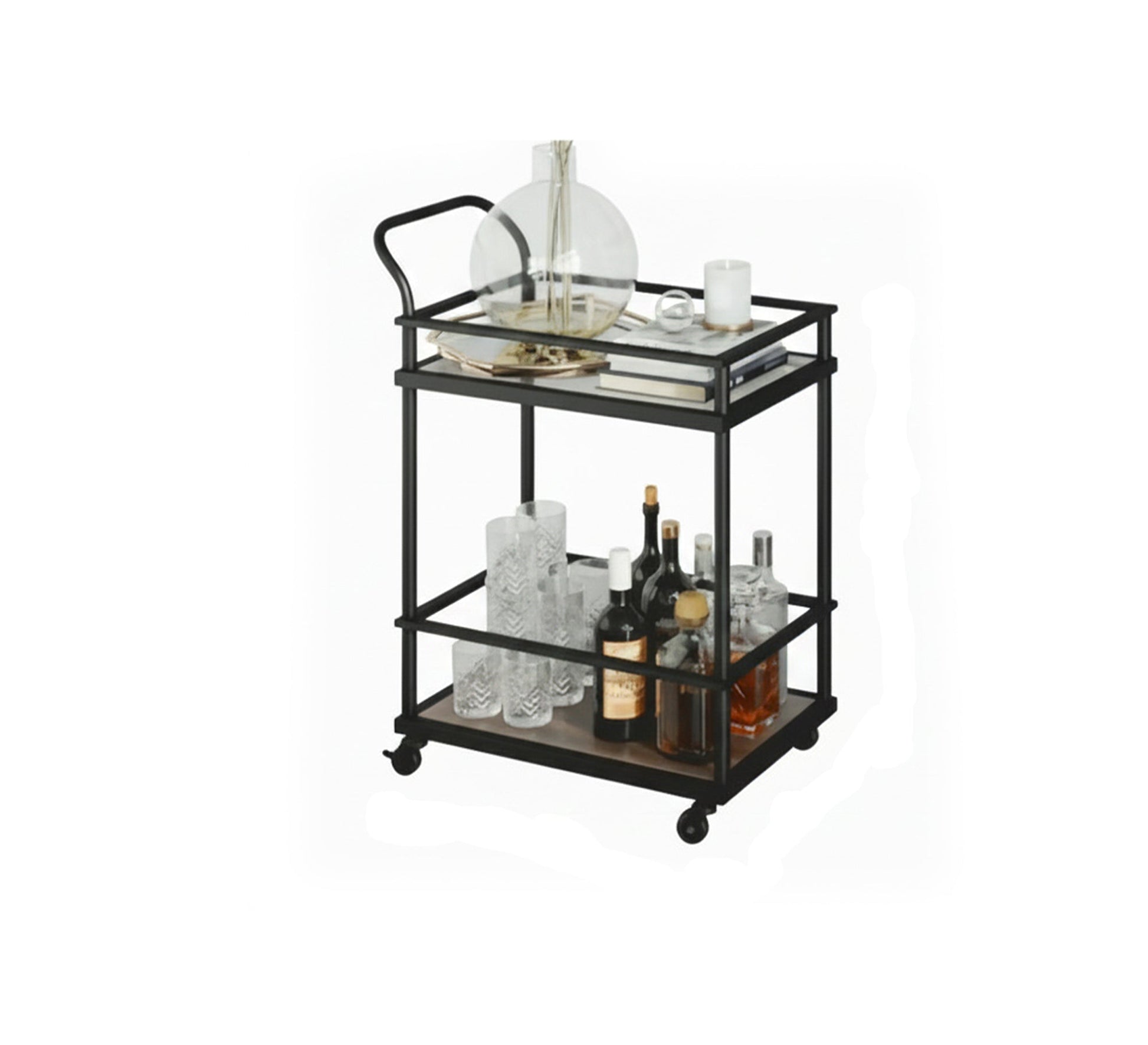 A mobile serving table with wheels and two shelves - Vitrine Furniture - Furniture