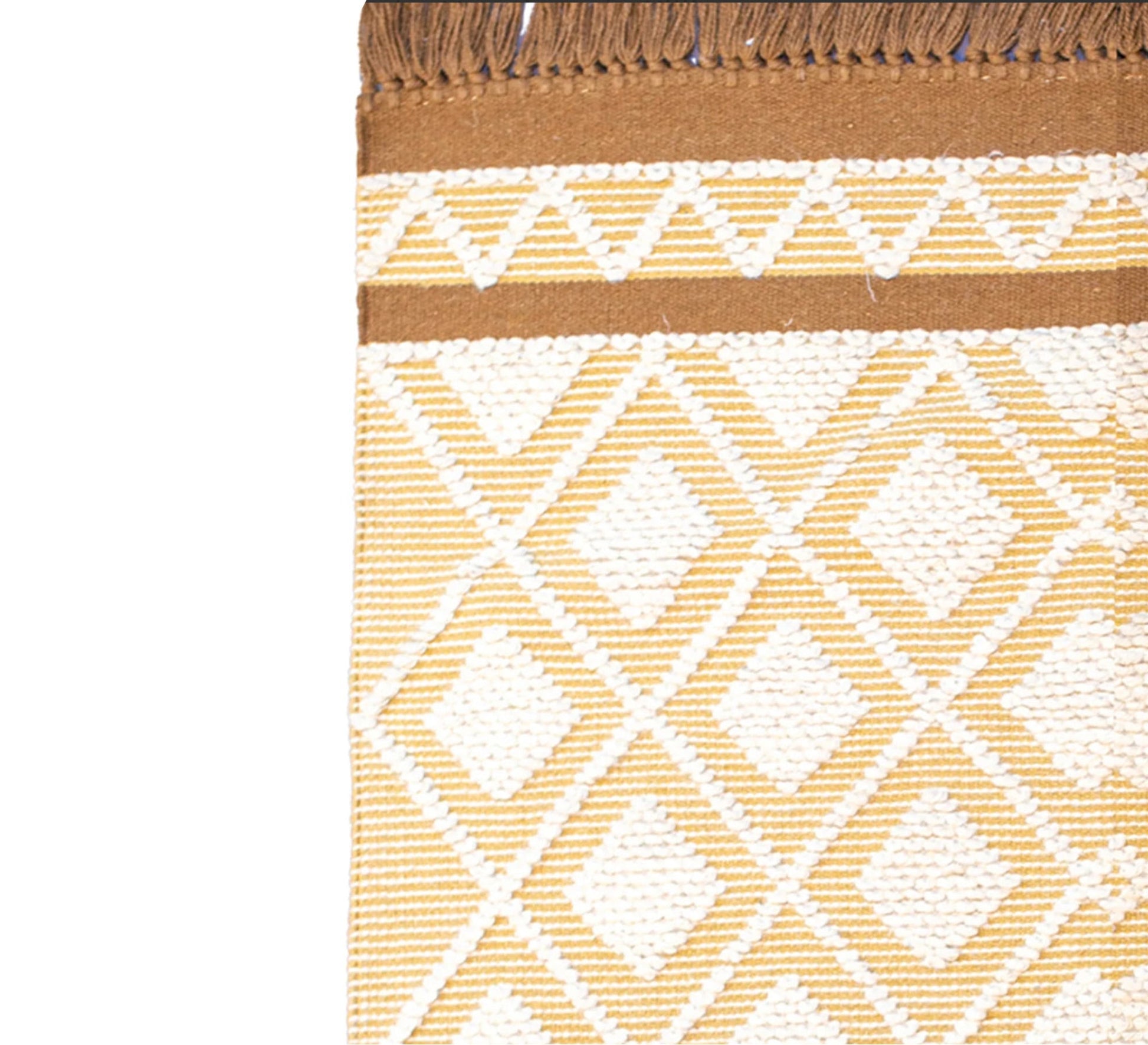 A modern and bold yellow and brown rug with geometric patterns - Vitrine Furniture - Accessories