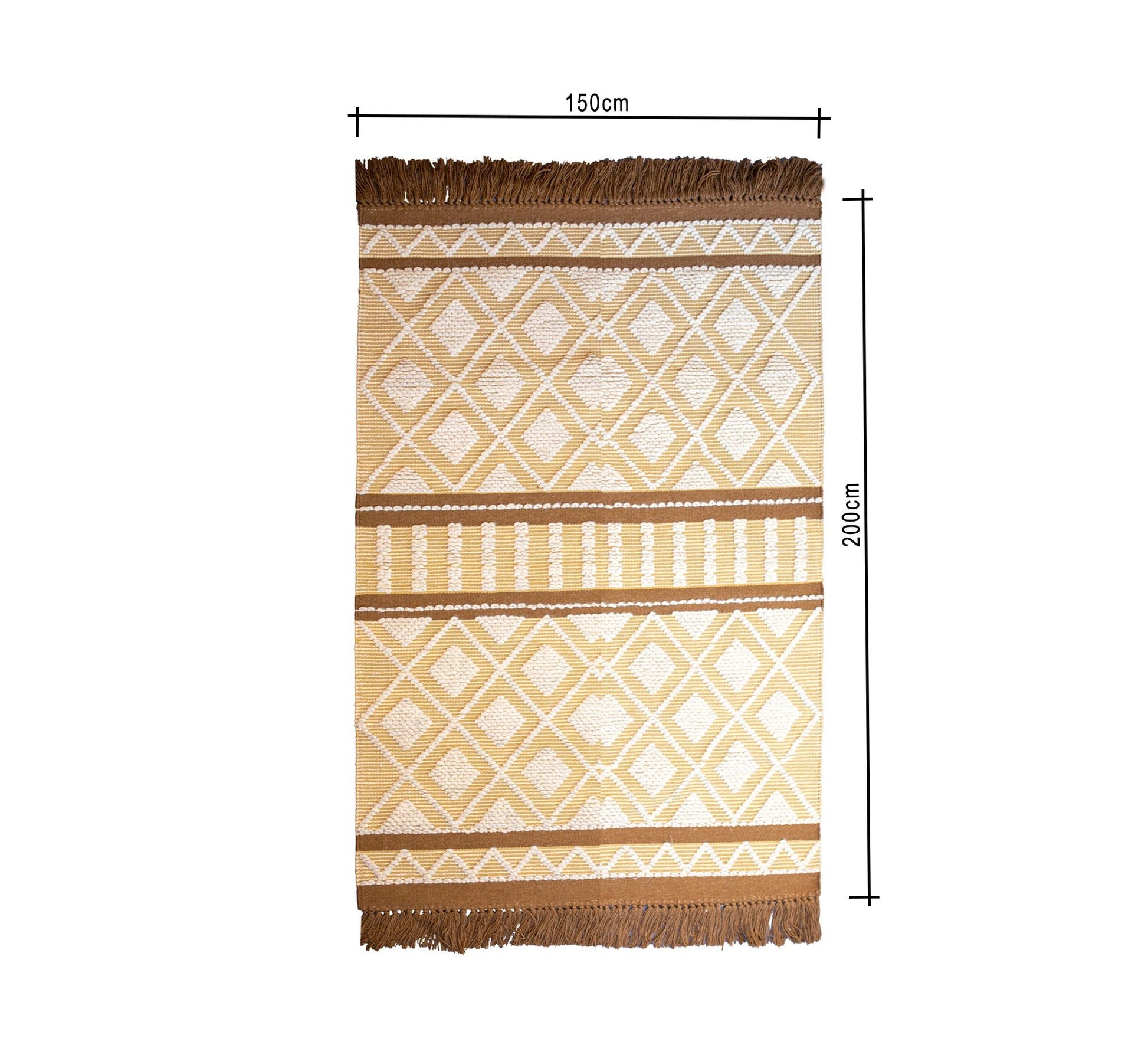 A modern and bold yellow and brown rug with geometric patterns - Vitrine Furniture - Accessories