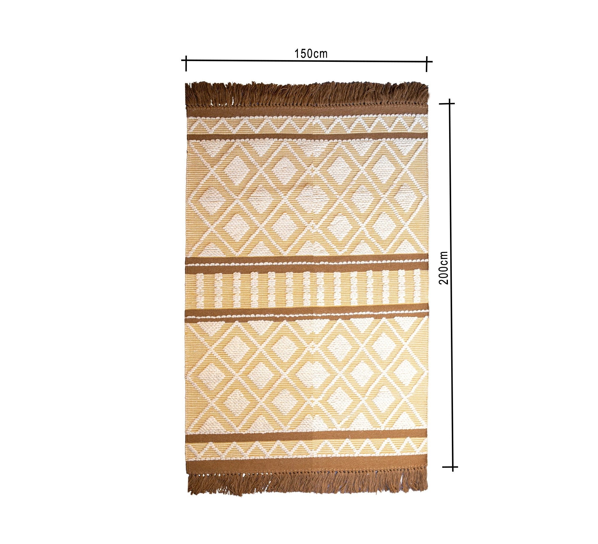 A modern and bold yellow and brown rug with geometric patterns - Vitrine Furniture - Accessories