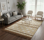 A modern and bold yellow and brown rug with geometric patterns - Vitrine Furniture - Accessories