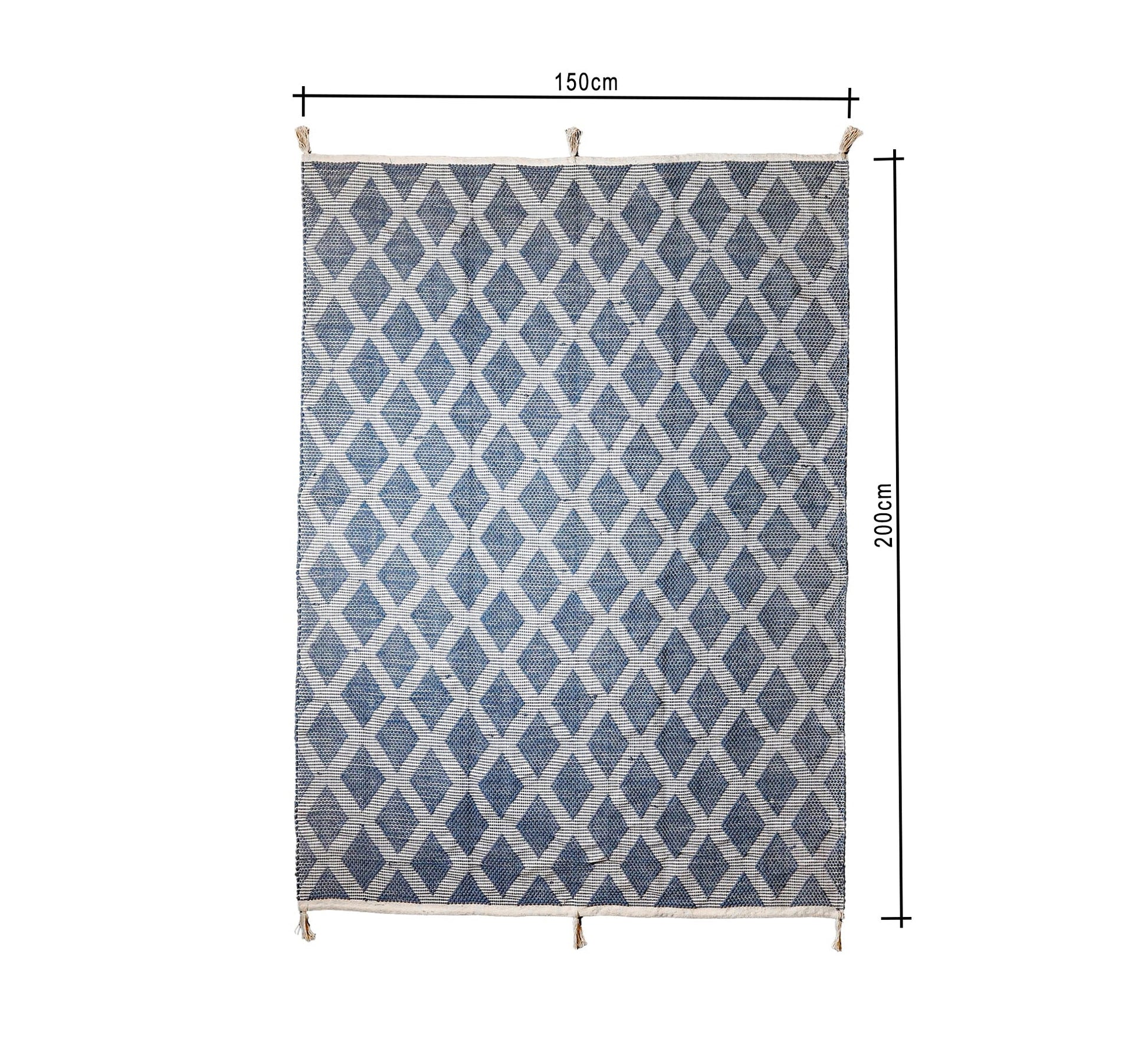 A modern blue and white rug with a knotted diamond pattern - Vitrine Furniture - Accessories